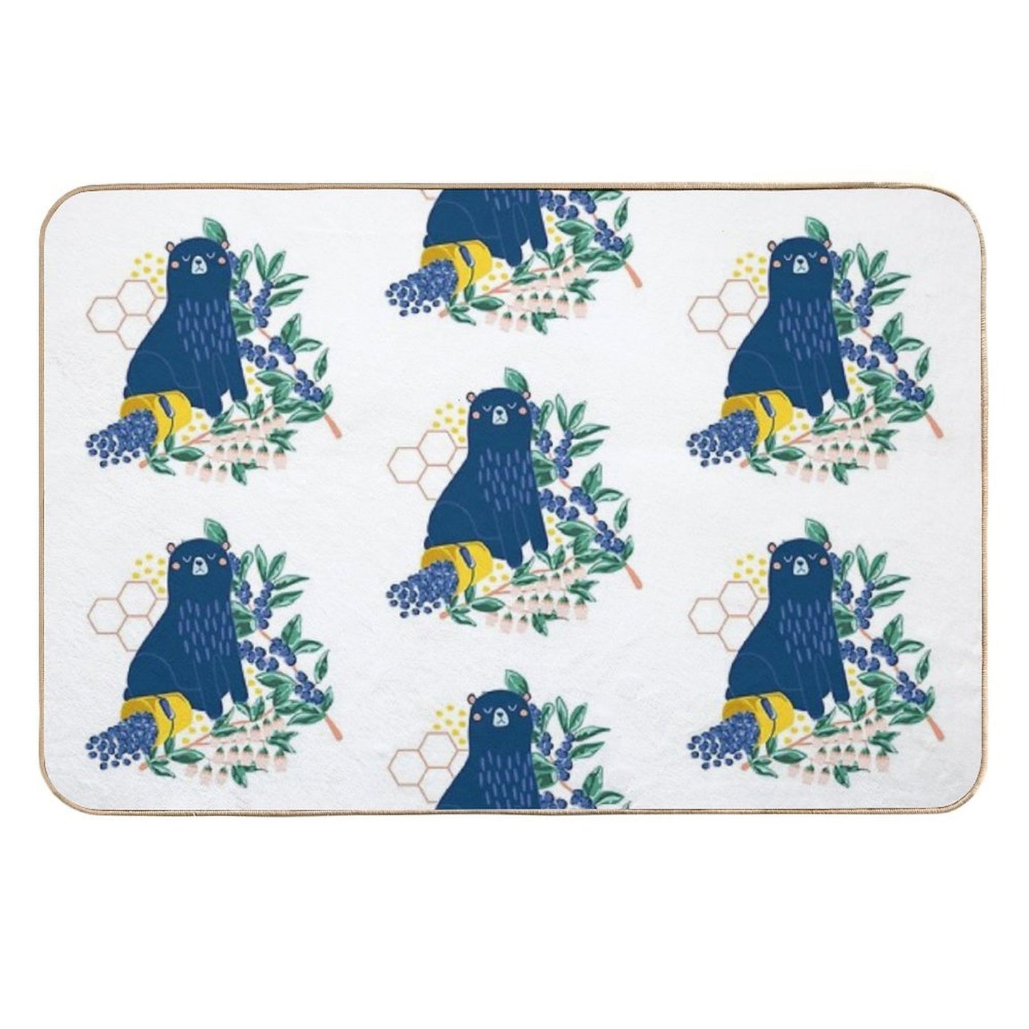 A Naughty Bear Eats Blueberries Repositionable Bath Mat