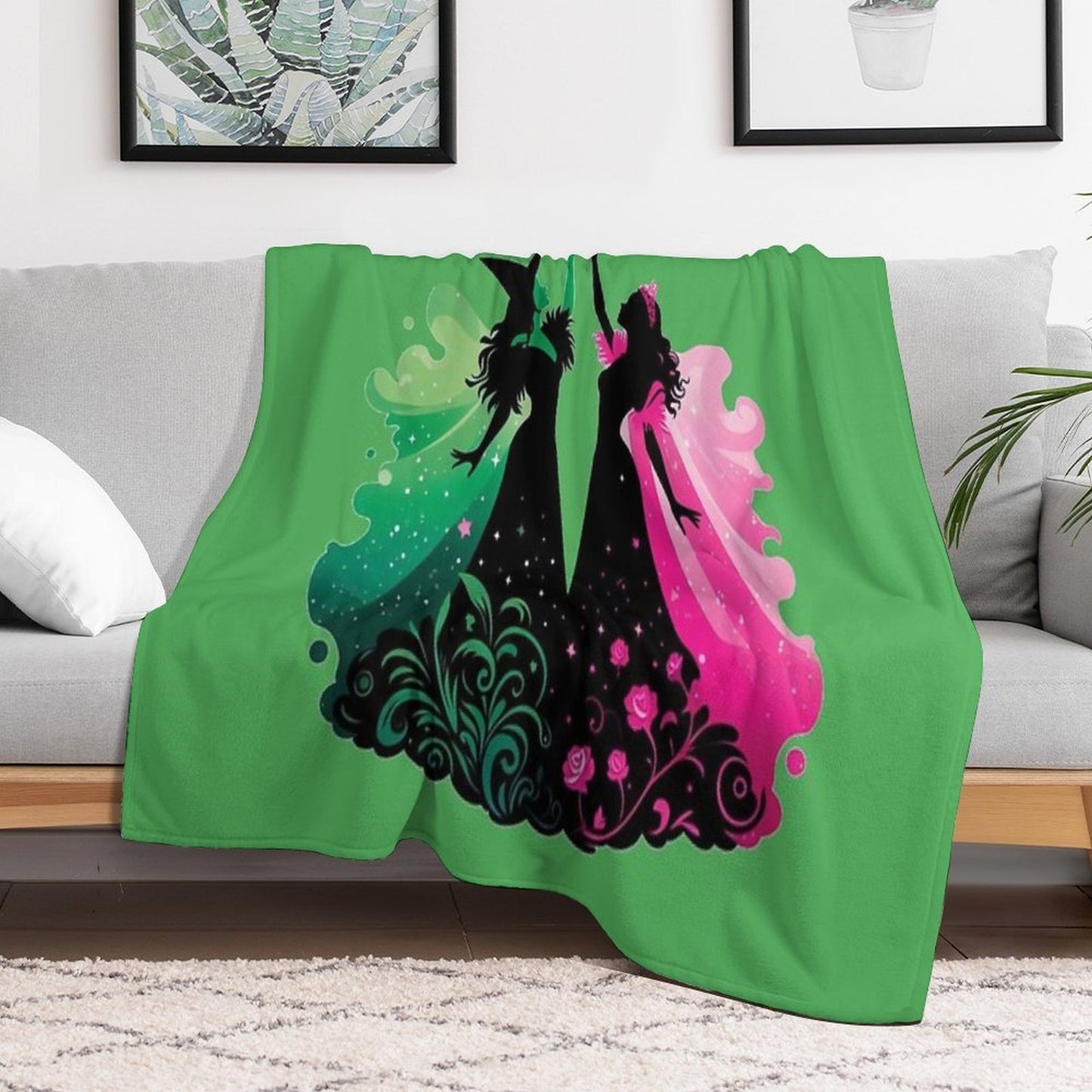 Elphaba & Glinda Wicked The Musical No Background Quick-dry Throw Blanket