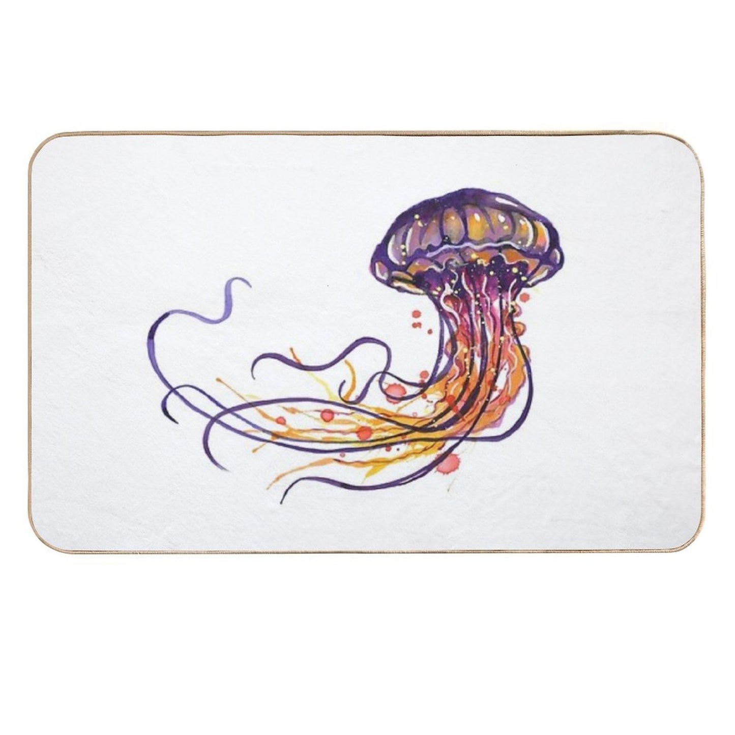 Jellyfish Watercolor Rapid-Drying Bath Mat