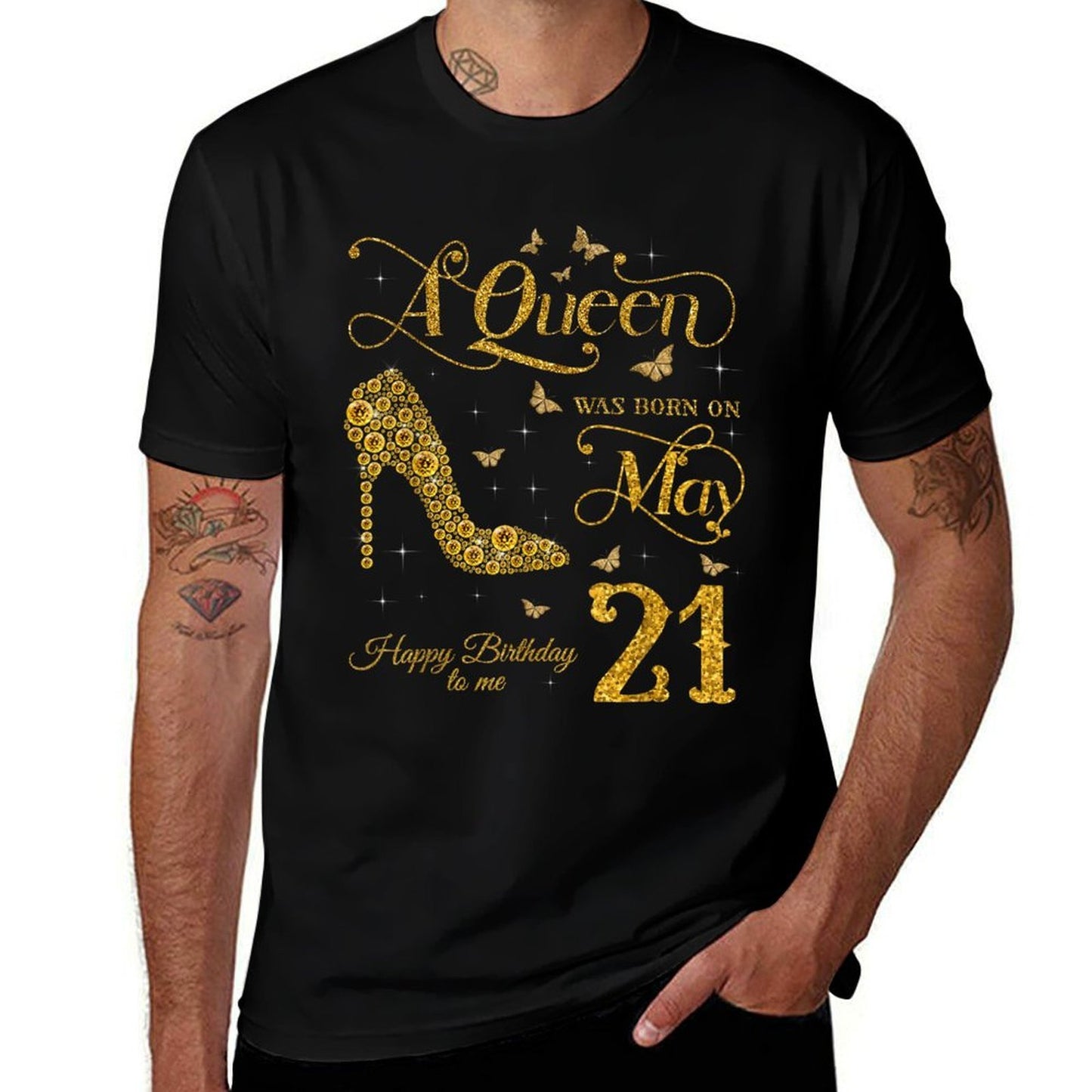 A Queen Was Born on May 21 Happy Birthday To Me 21st May Rolled Sleeves T-Shirt