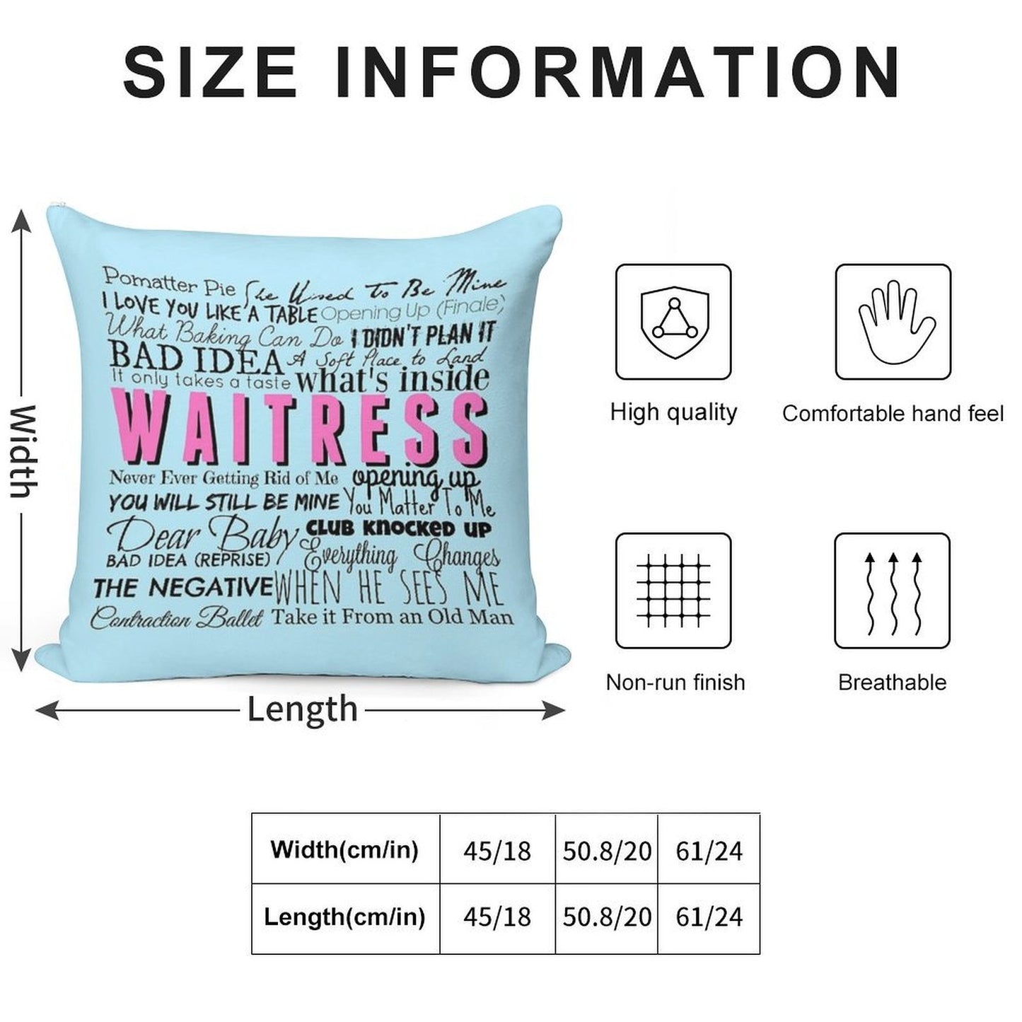 Waitress Original Cast Recording Soft Washable Throw Pillow
