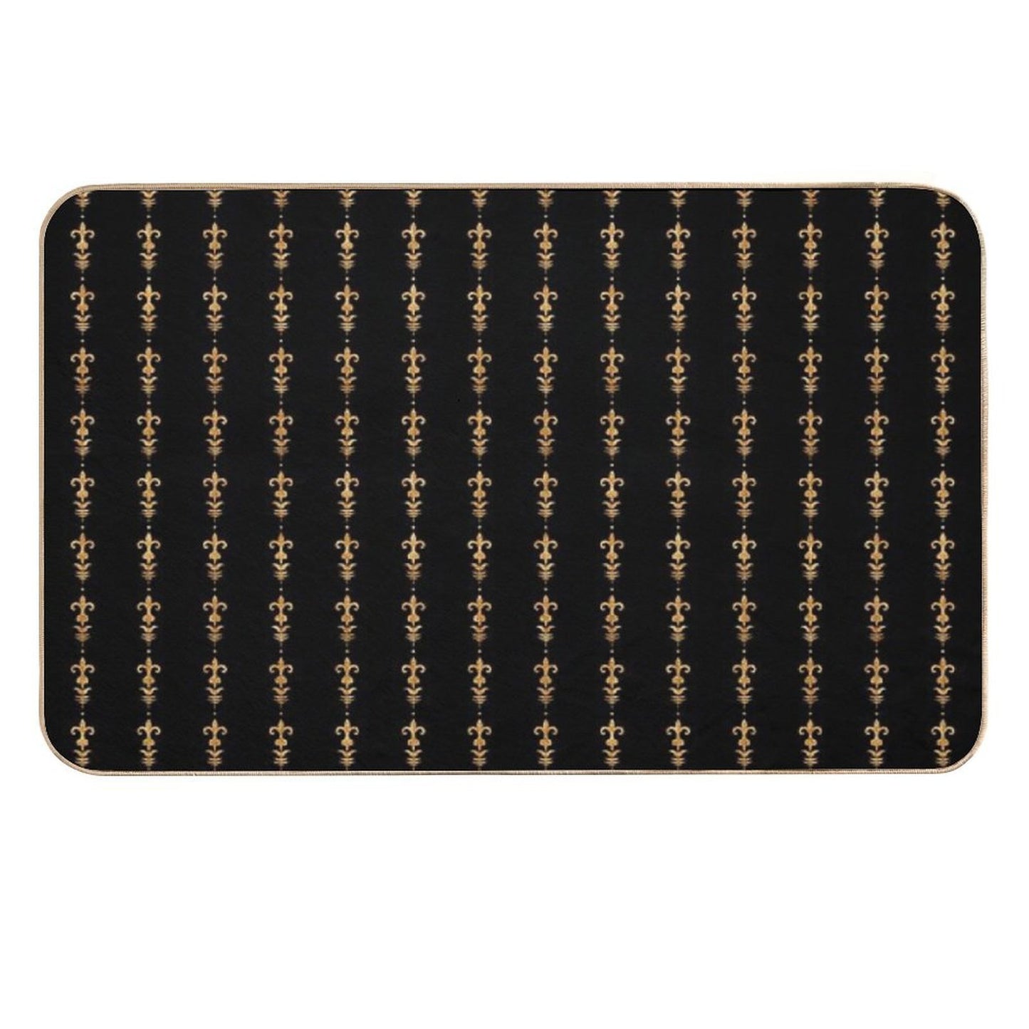 Golden Fleur De Lis on Black Slip-Resistant Bath Mat