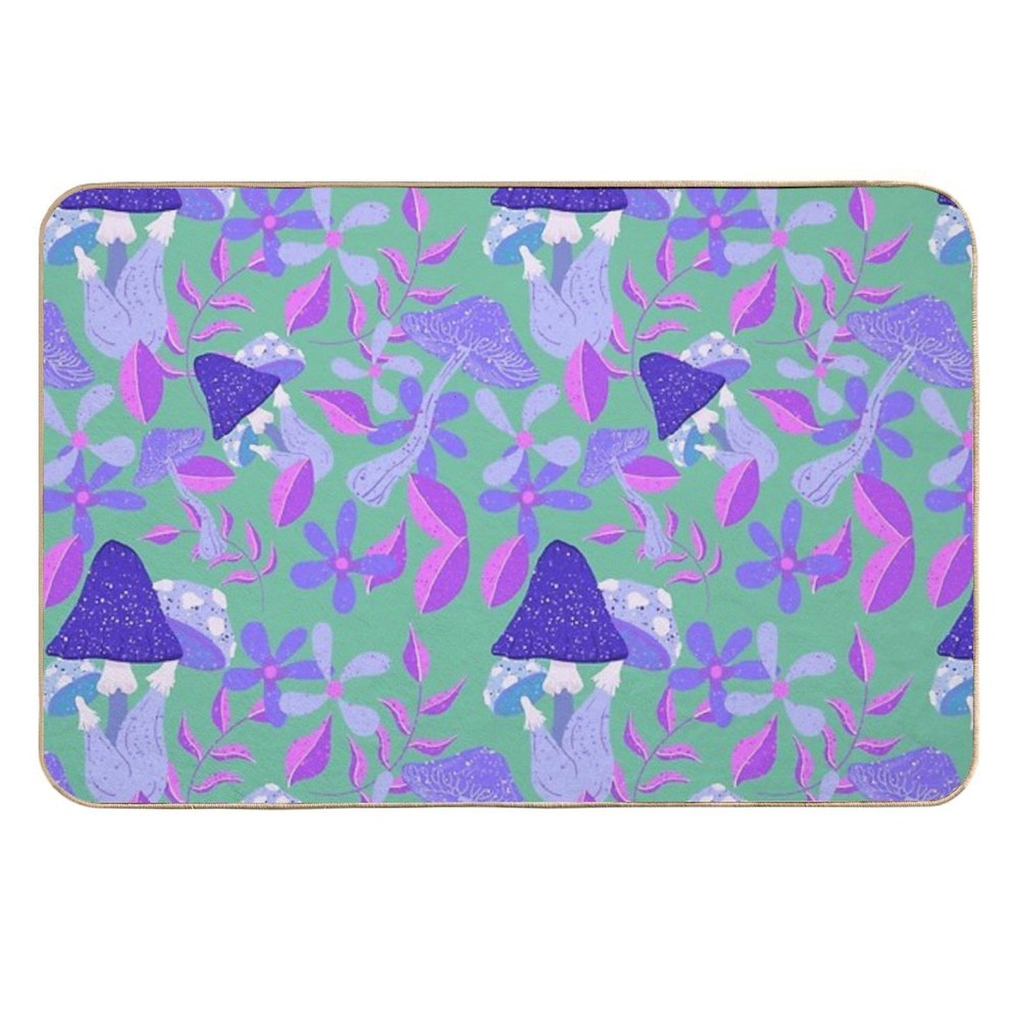 Groovy Shrooms & Blooms - Mushroom And Floral Pattern Pet-Safe Bath Mat