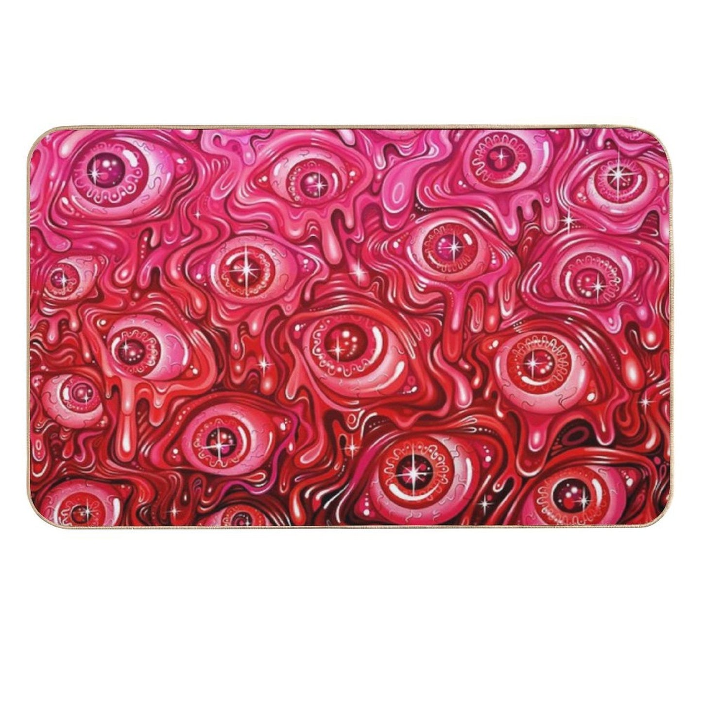 Red Eyeball Pattern Easy To Clean Bath Mat