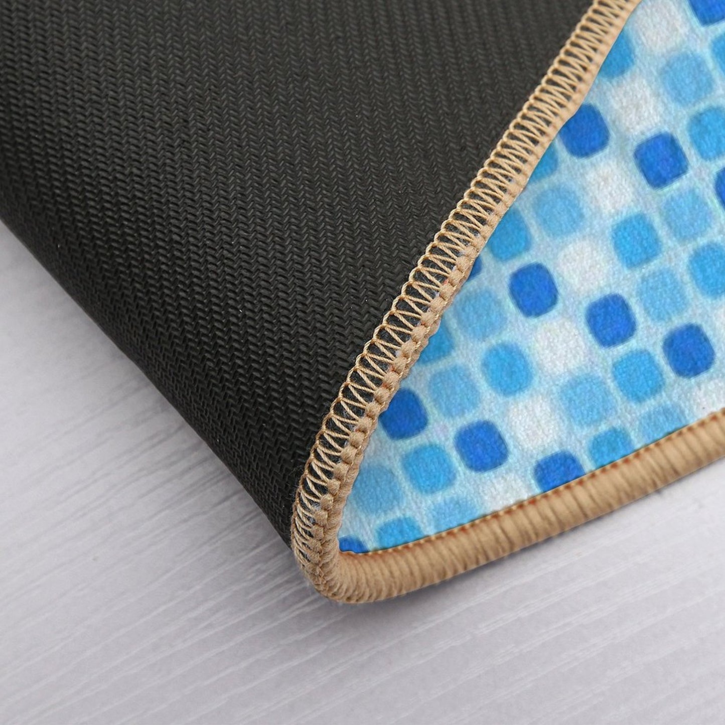 Simple Design - Blue Square Pattern Slip-Resistant Bath Mat