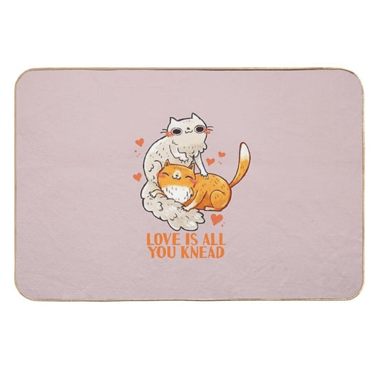 Cute Cats - Love Is All You Knead  Fade-Resistant Bath Mat