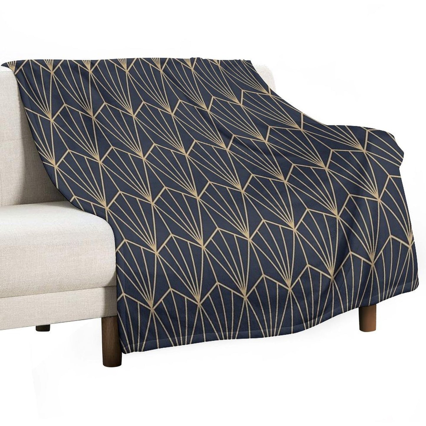 Art Deco in Navy And Gold Anti-pilling Throw Blanket