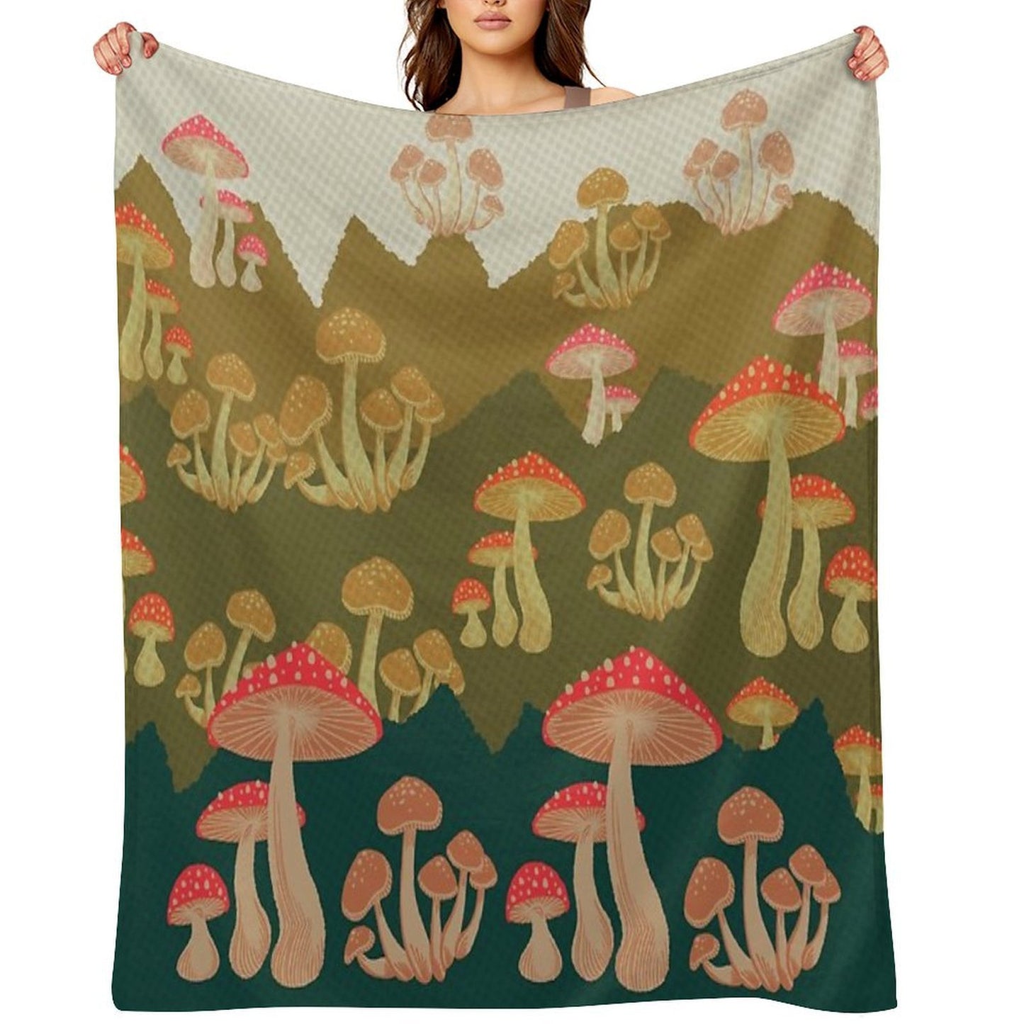 Mushroom Vintage Landscape Premium Throw Blanket