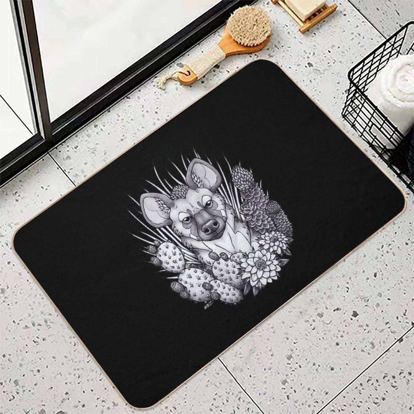 Hyena & Arid Plants Non-Slip Bath Mat