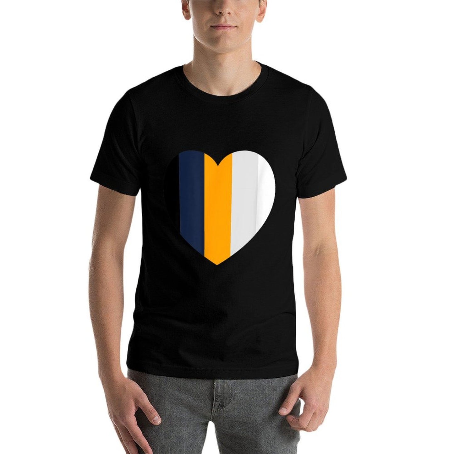 Cute Stripes Pattern Dark Blue Yellow White Theme Minimalist Versatile T-Shirt