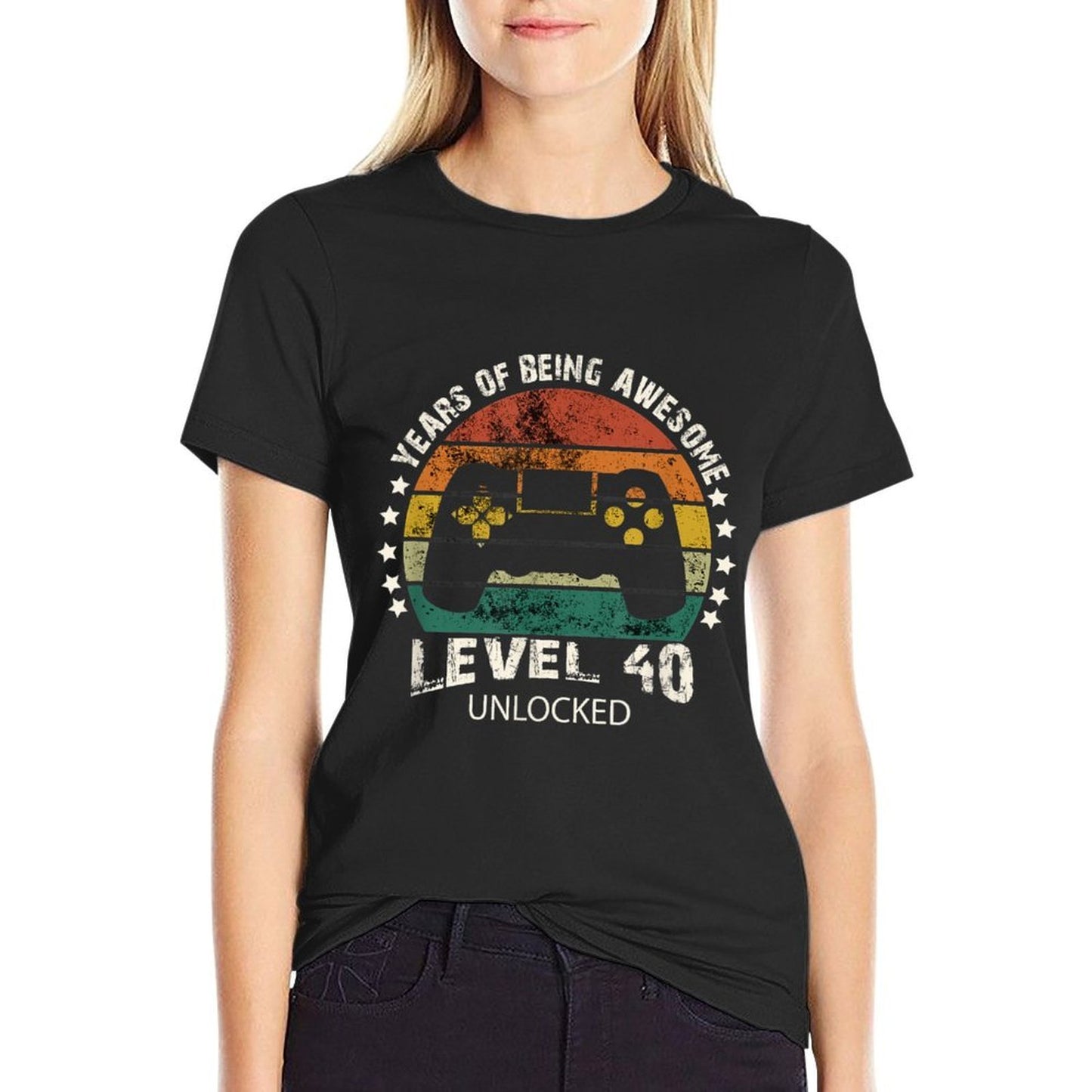 Best Level 40 Unlocked Awesome 40th Birthday Gift Men Women High-quality Stitching T-Shirt