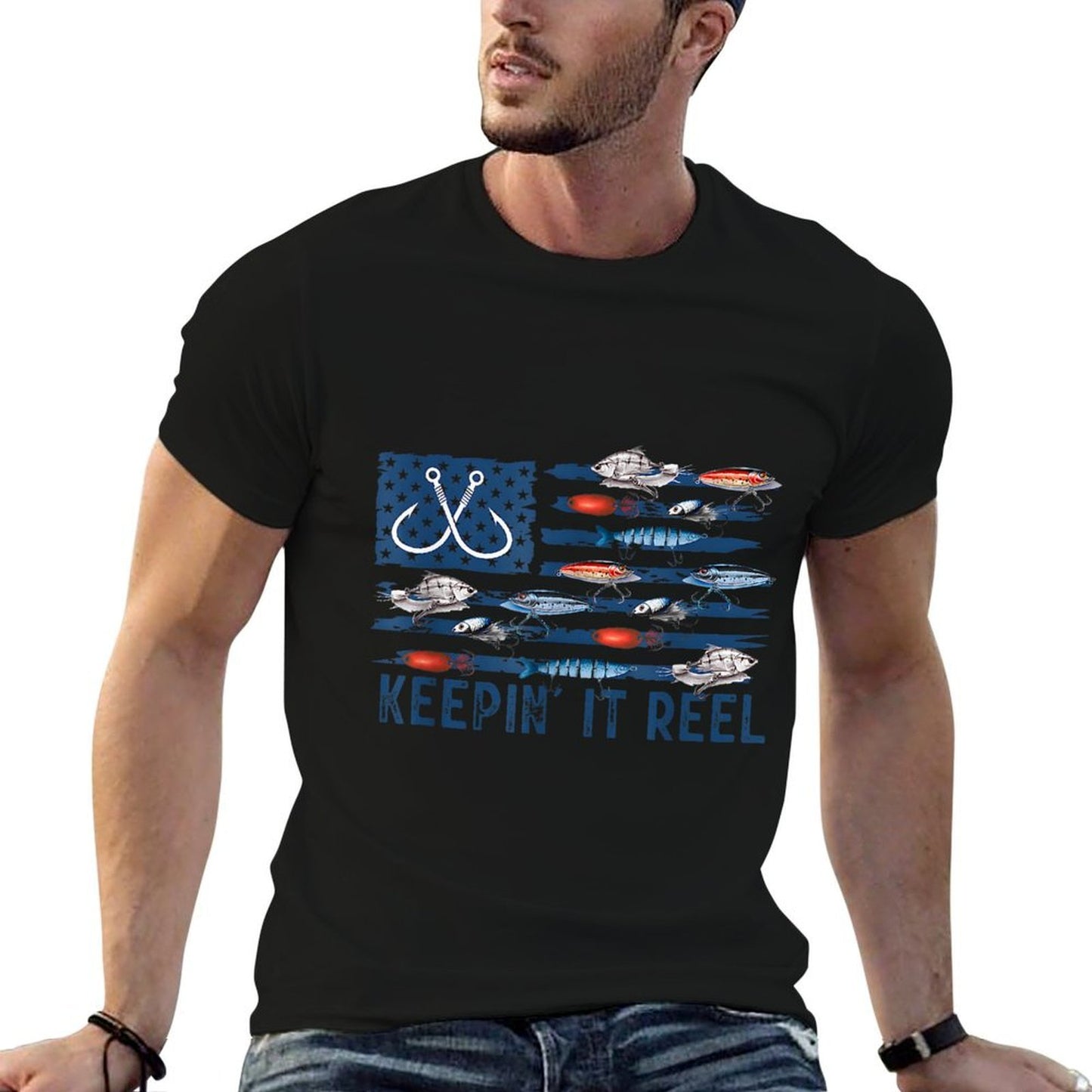 Keepin It Reel Fishing Lure Fisherman Bass Fishing Wrinkle-resistant T-Shirt