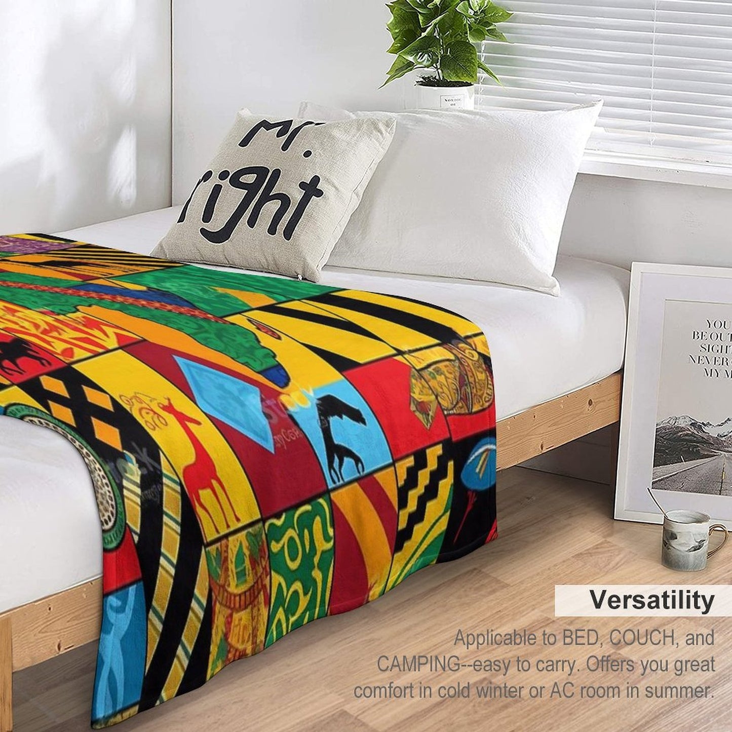 Traditional Brilliance Patchwork of Colorful African Fabrics Durable Throw Blanket