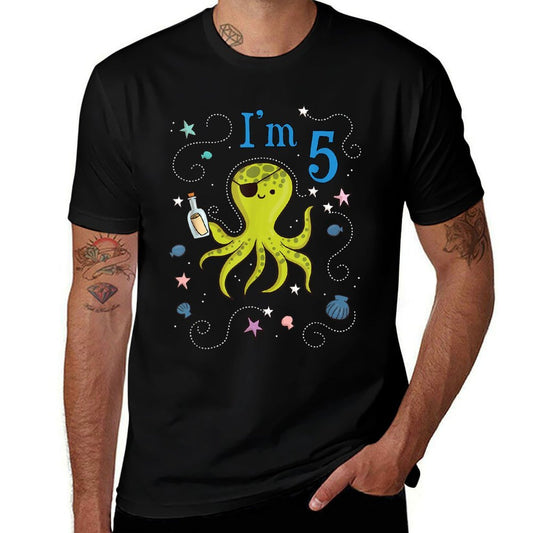 Cool 5th Birthday Octopus Lover Present Five Years Old Gift  Moisture-wicking T-Shirt