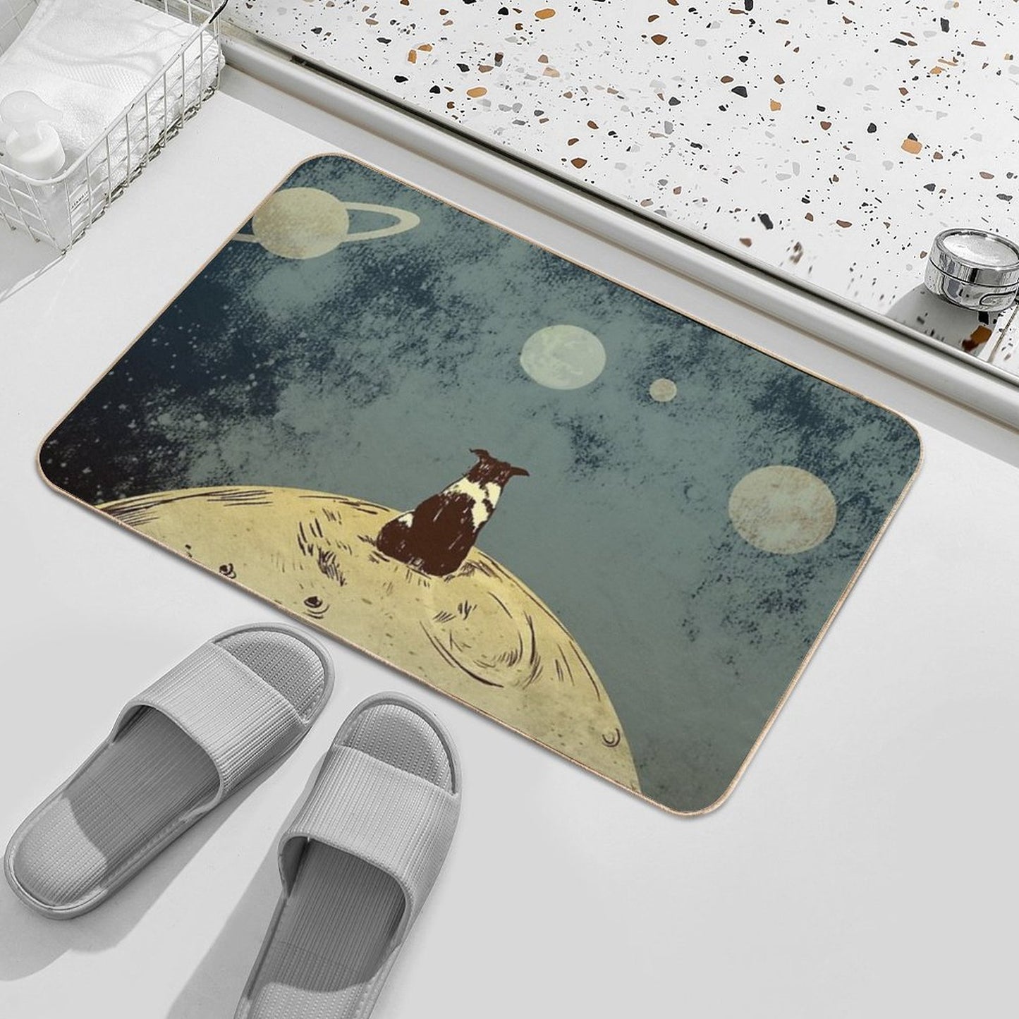 Endless Opportunities - Dog Looking Into Space Easy Maintenance Bath Mat