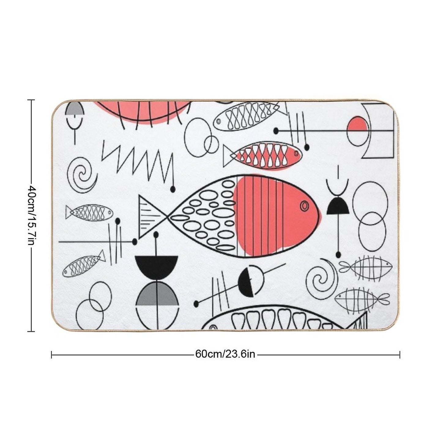 Mid-Century Fish Salmon Pink Odorless Bath Mat