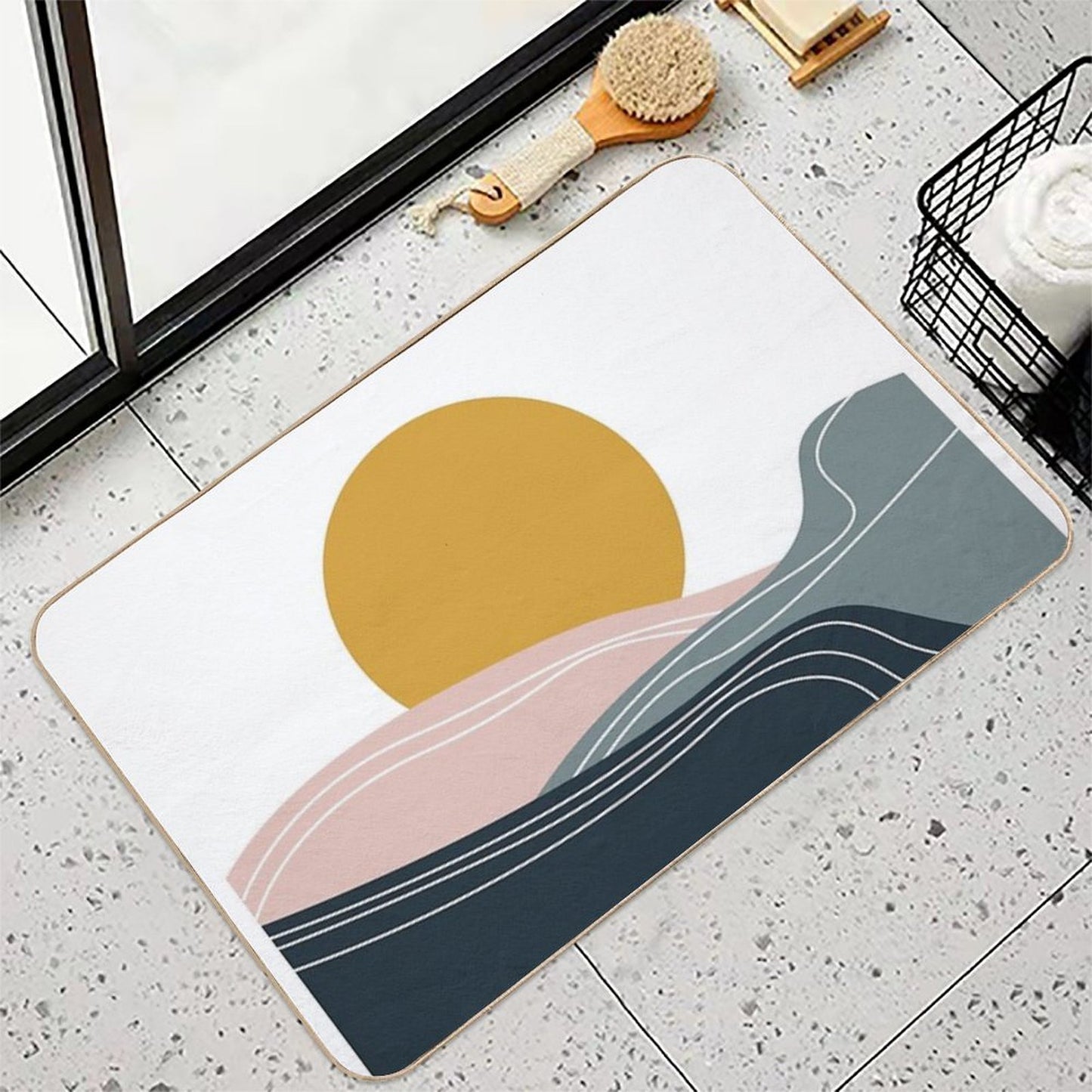 Mid-Century Modern Sunset Easy Maintenance Bath Mat