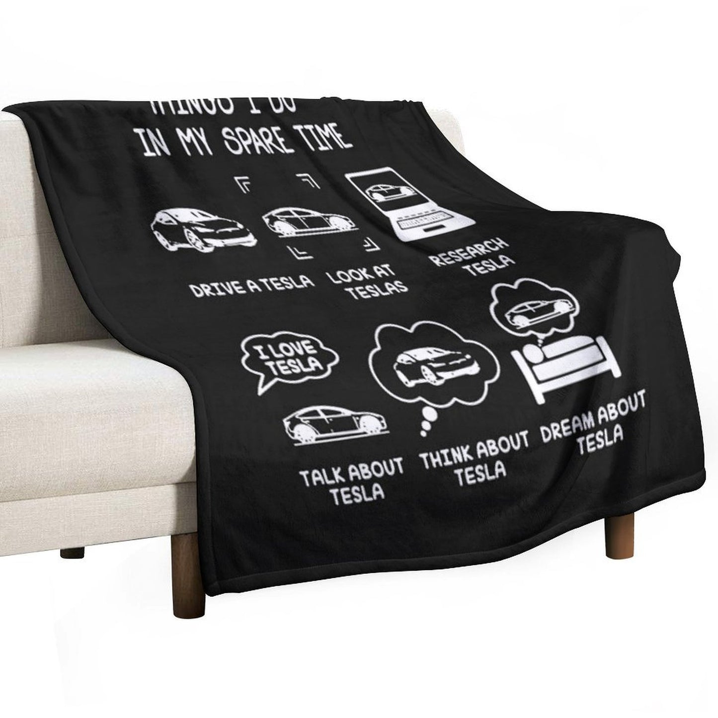 Tesla Things I Do in My Spare Time Eco-conscious Throw Blanket