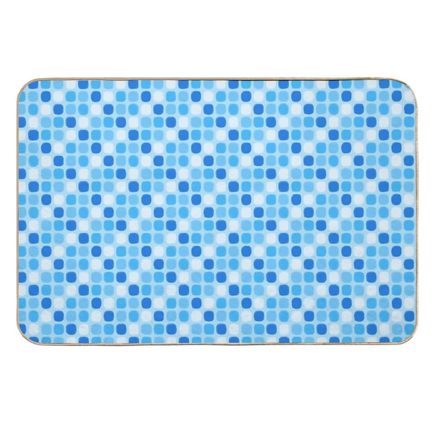 Simple Design - Blue Square Pattern Slip-Resistant Bath Mat