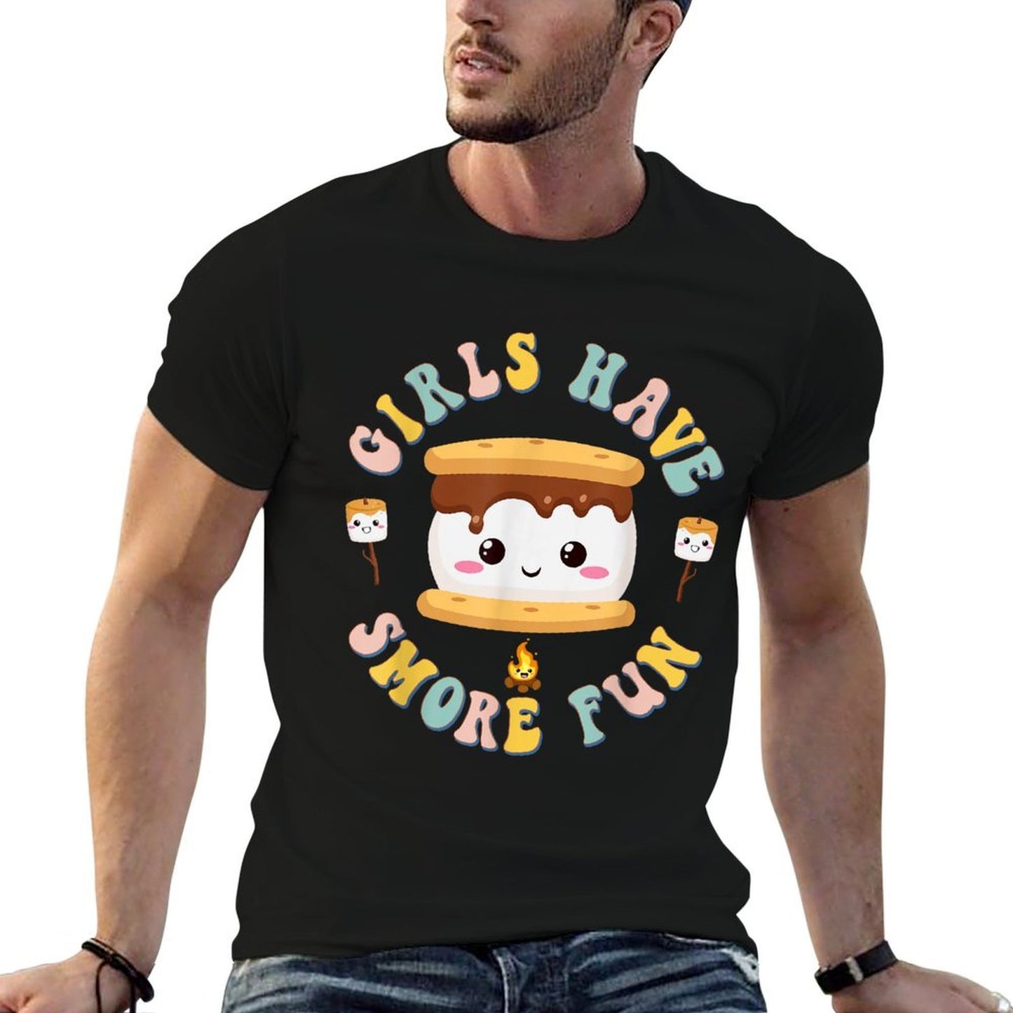 Women Camping Kawaii Smores Girls Have S'more Kids Camping Comfortable T-Shirt