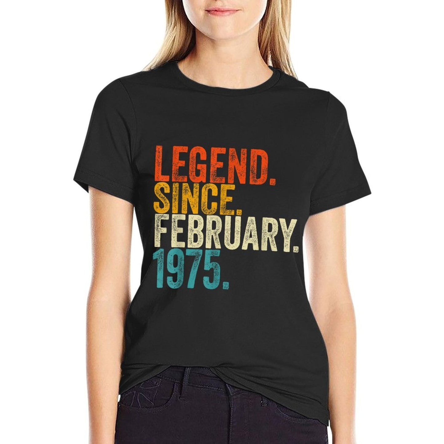 50 Years Old Legend Since February 1975 Retro 50th Birthday Heathered Texture T-Shirt