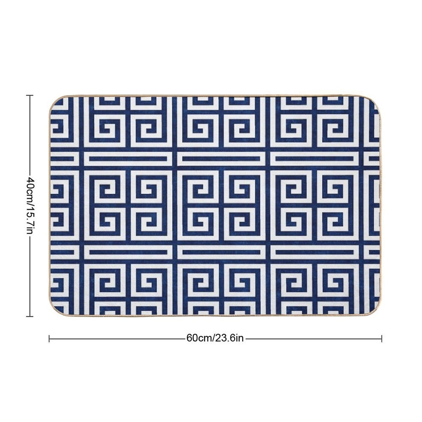 Greek Key - Blue And White Fade-Resistant Bath Mat