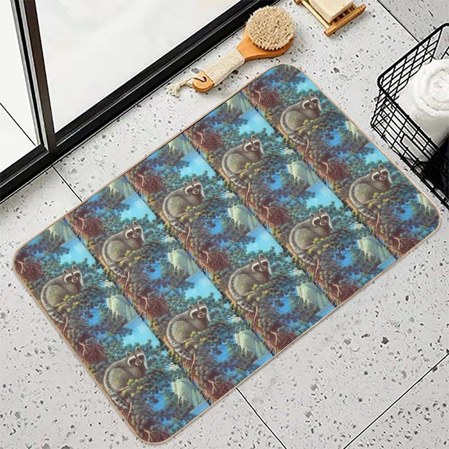 Treed Raccoon Lake Tahoe Non-Slip Bath Mat