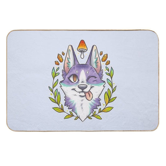 Happy Crystal Doggo  High-Traffic Bath Mat