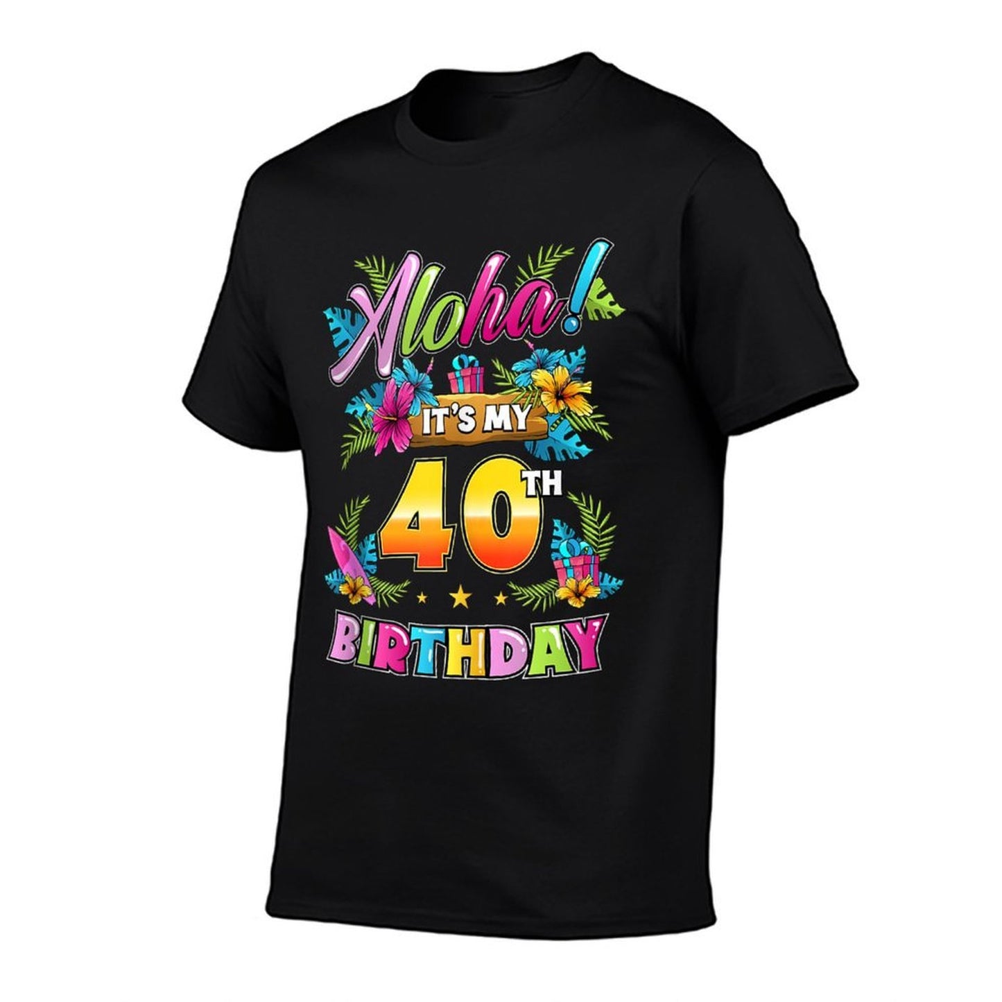 Aloha It's My 40th Birthday Hawaii Floral Hawaiian Theme Vintage-inspired T-Shirt