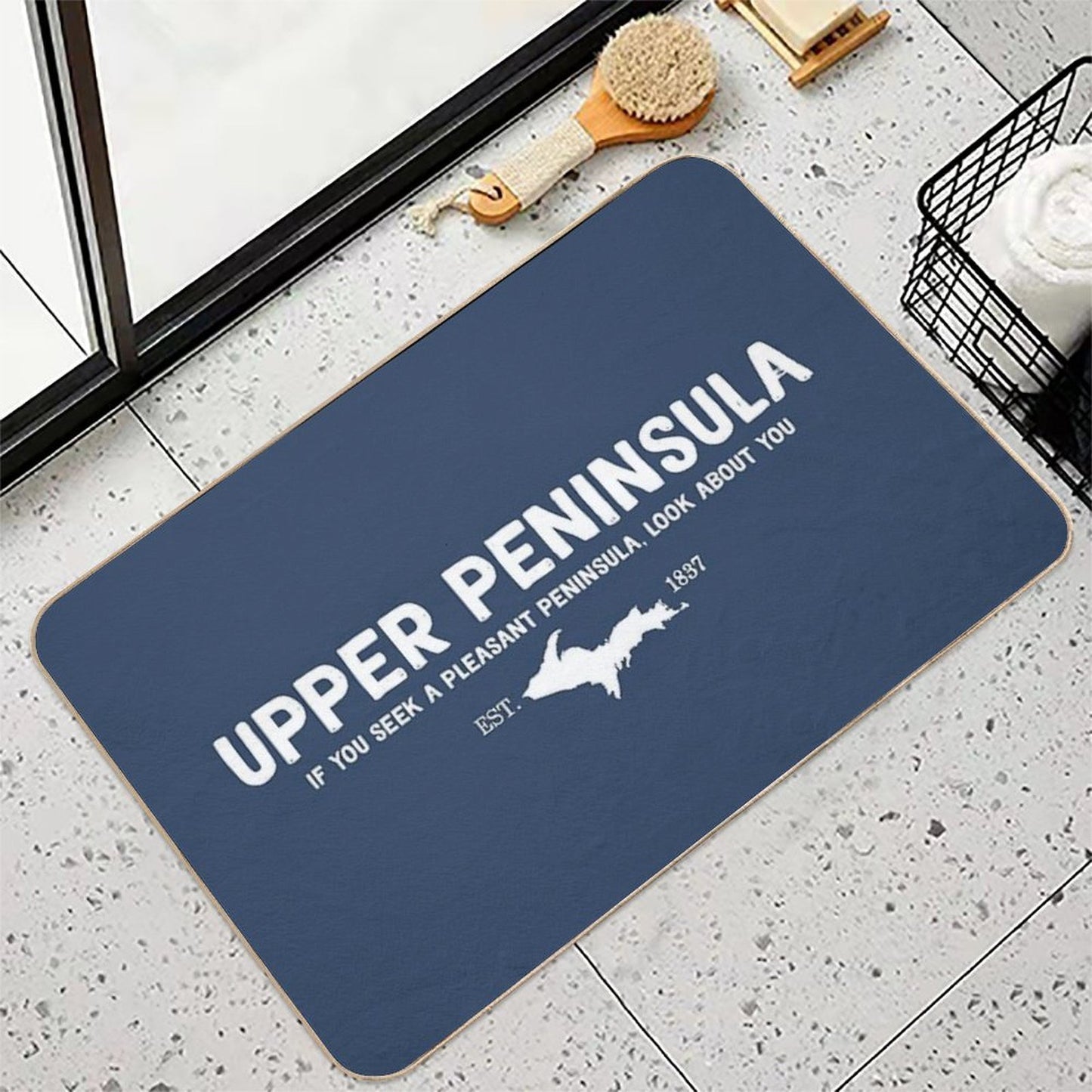 Upper Peninsula, Northern Michigan's Pleasant Peninsula U.P. Repositionable Bath Mat