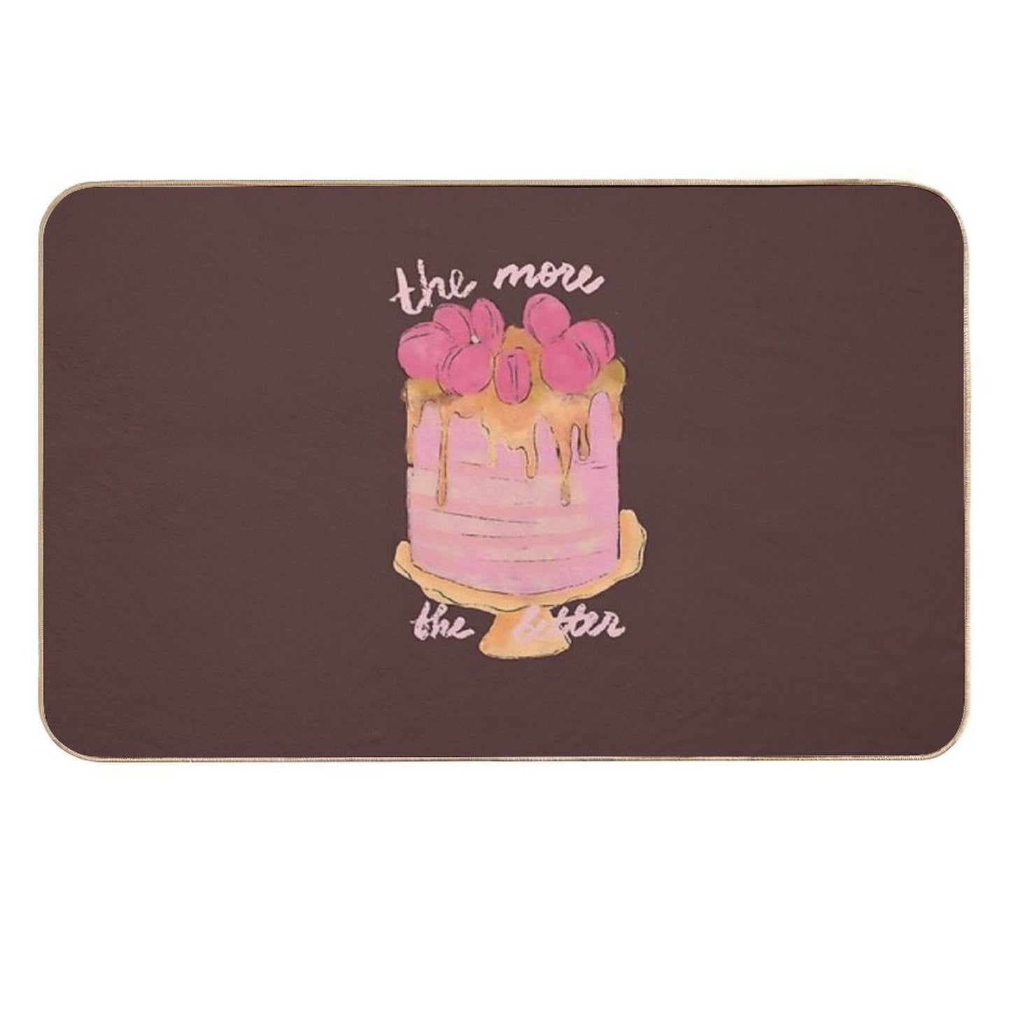 Cute Watercolor Cake in Pink for Sweet Tooth Slip-Resistant Bath Mat