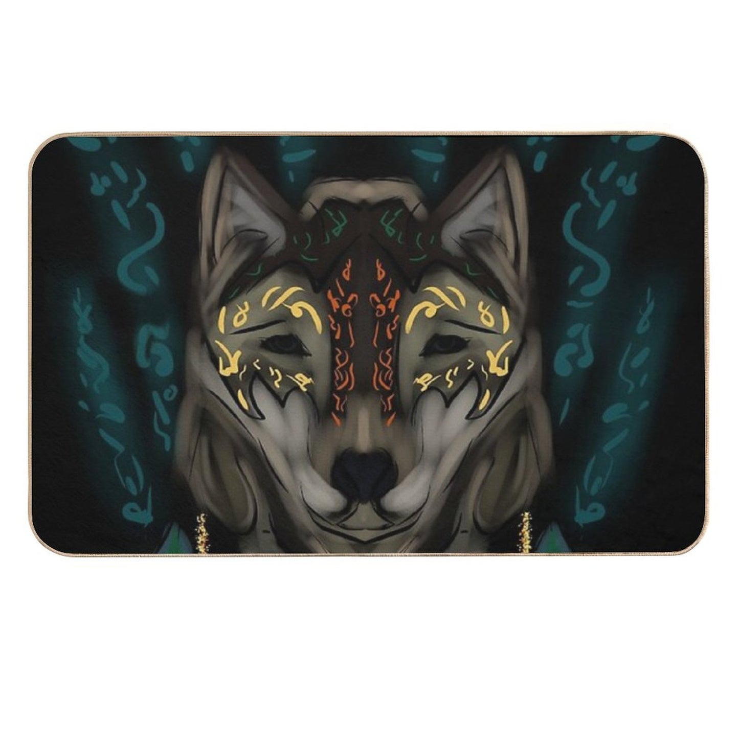 Totemic Wolf Dirt-Trapping Bath Mat