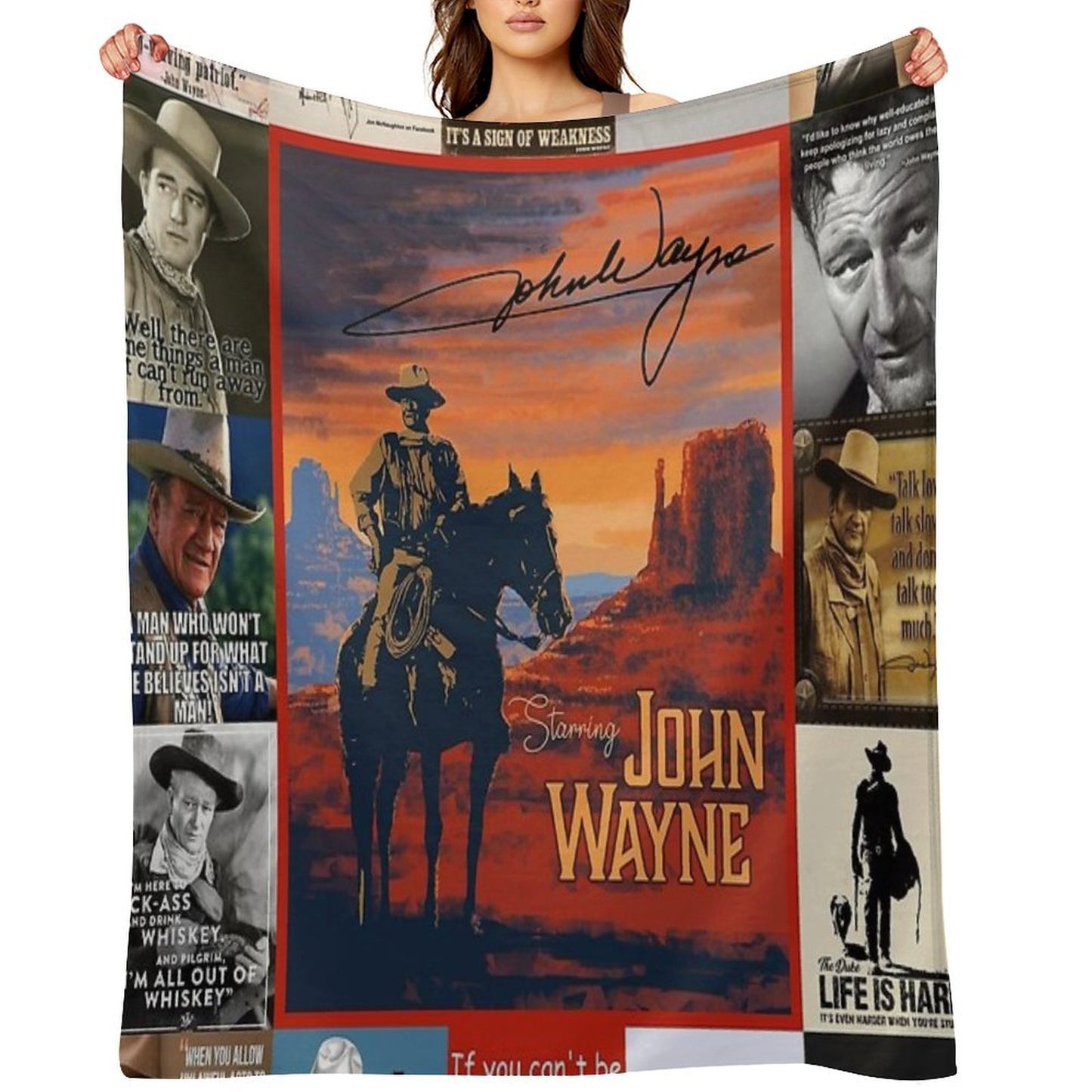 John Wayne Quote Machine-washable Throw Blanket