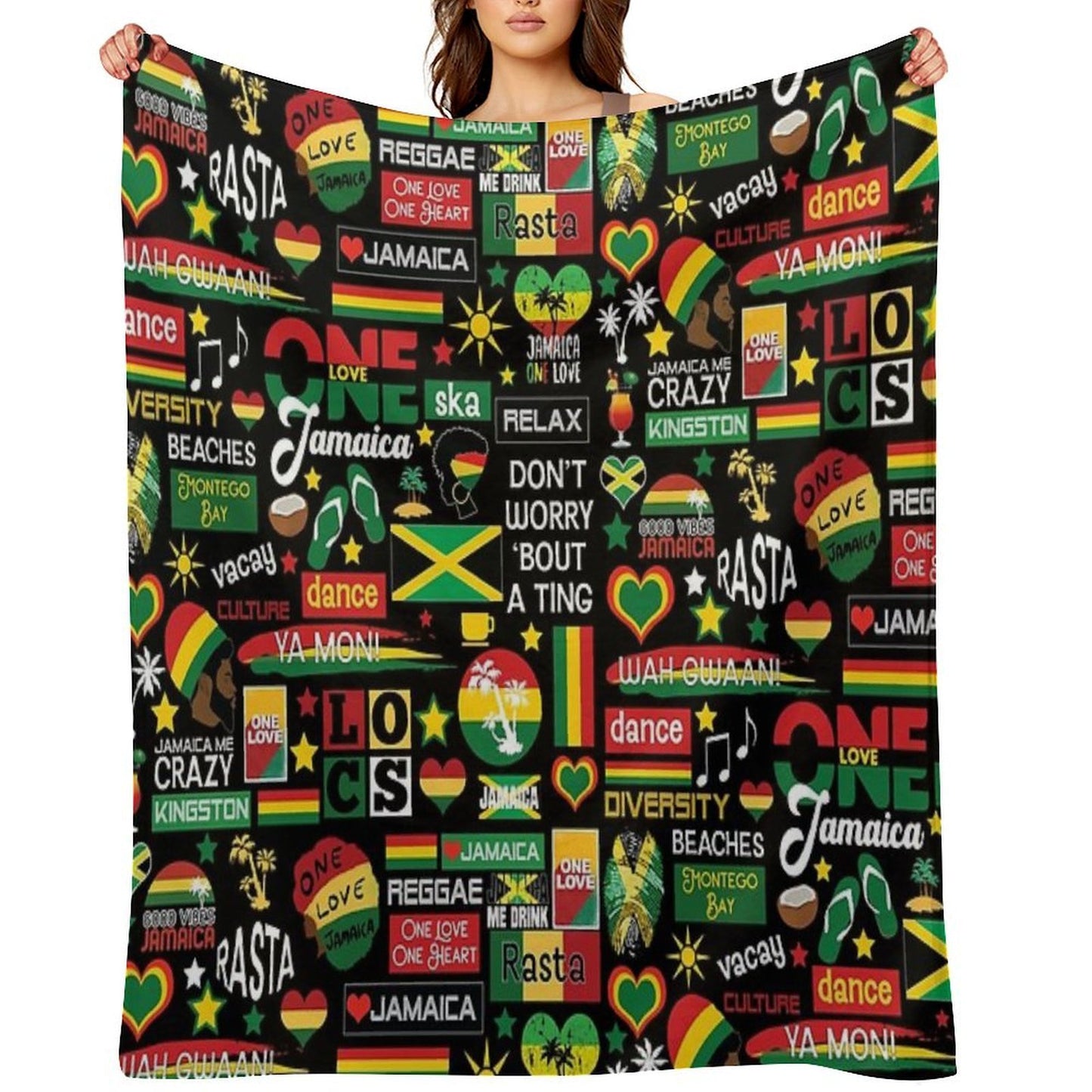 Jamaica One Love Culture Pattern Compact Throw Blanket