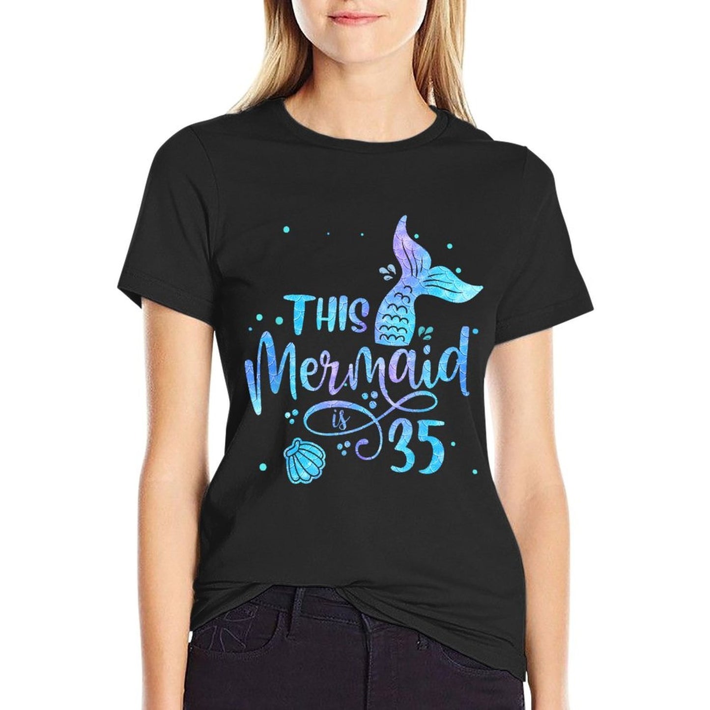 This Mermaid Is 35 Years Old 35th Birthday Mermaid Girl Graphic-printed T-Shirt