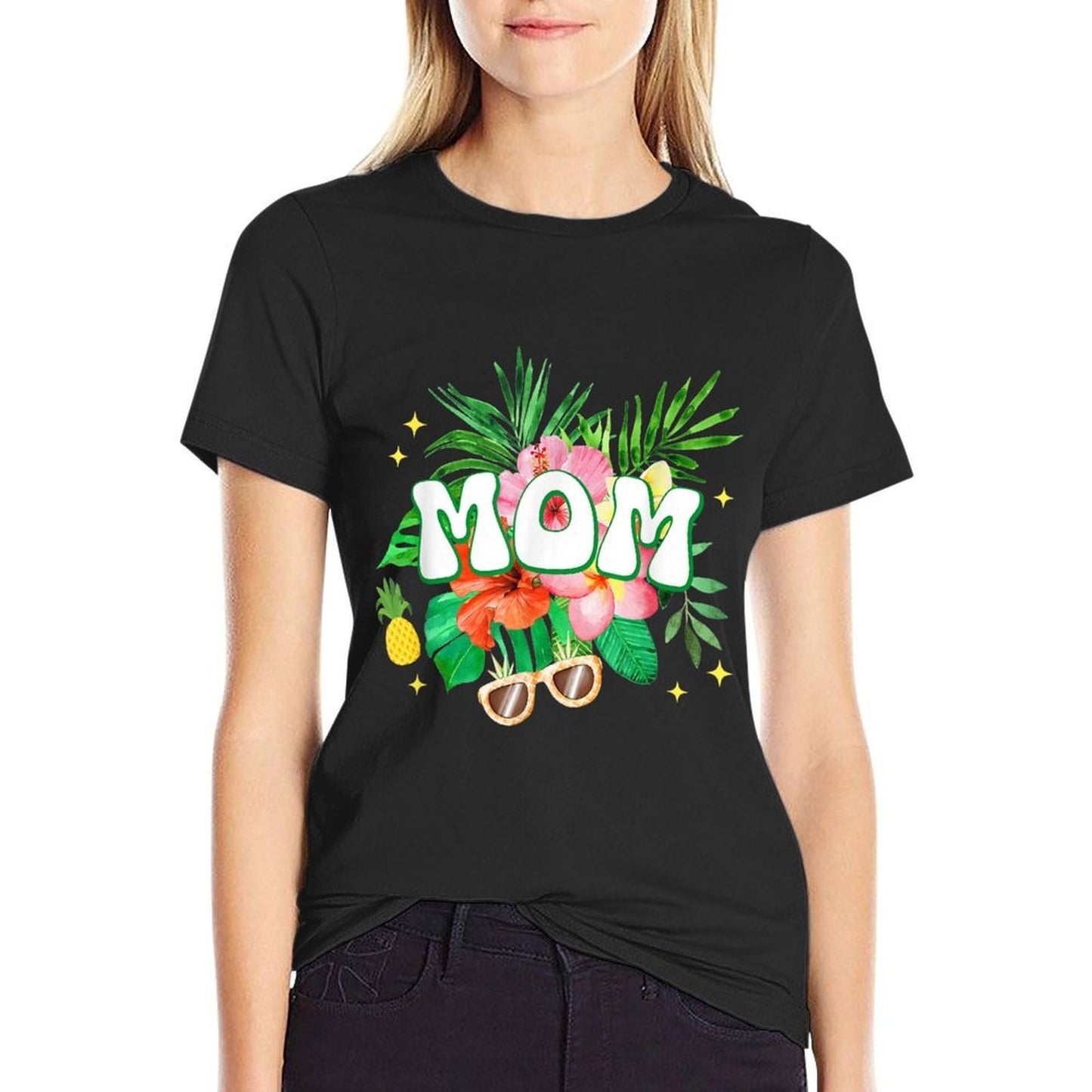 Mom Hawaii Birthday Party Family Aloha Hawaiian Floral Lightweight T-Shirt