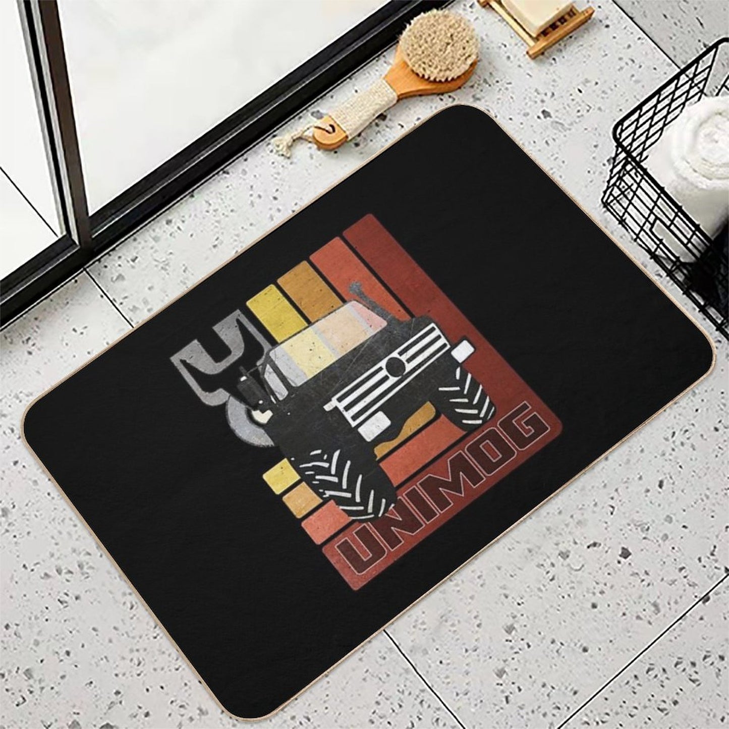 Unimog Retro (on Black) Stain-Proof Bath Mat