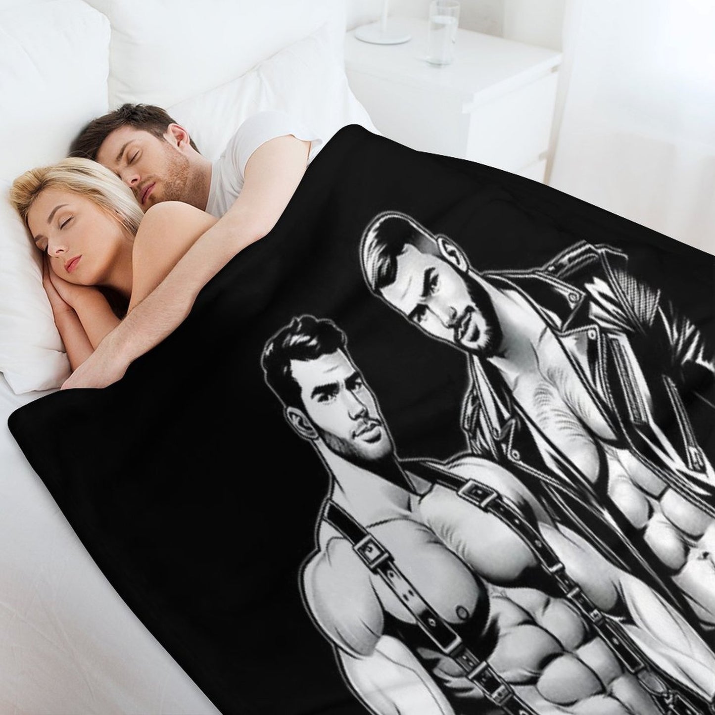 Gay Leder Chaps in Chaps Tom of Finland Tribute Leather Bikers Hangout Pride Graphic Design Velvety-soft Throw Blanket