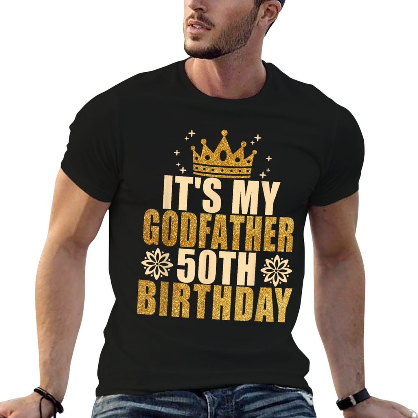 Its My Godfather 50th Birthday 50th Birthday Oversized Silhouette T-Shirt