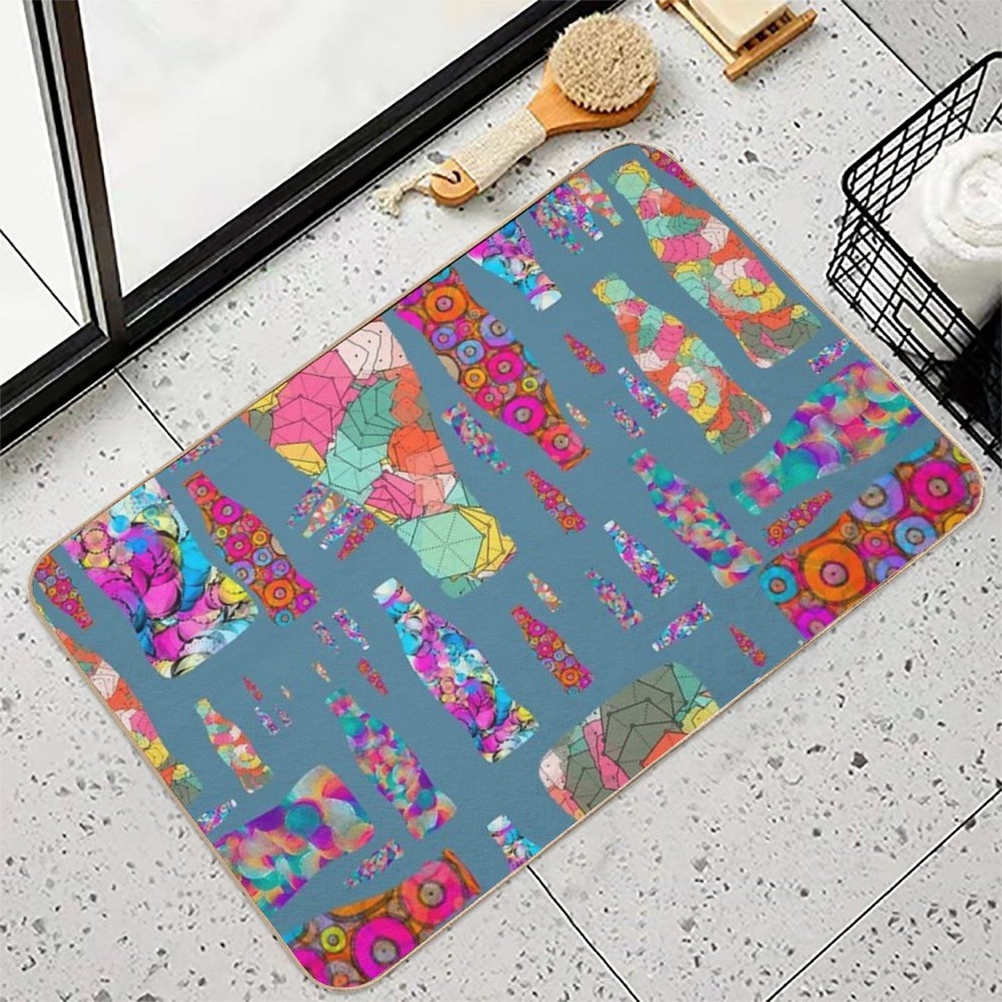 Psychedelic Soda Pop Silhouettes Anti-Trip Bath Mat
