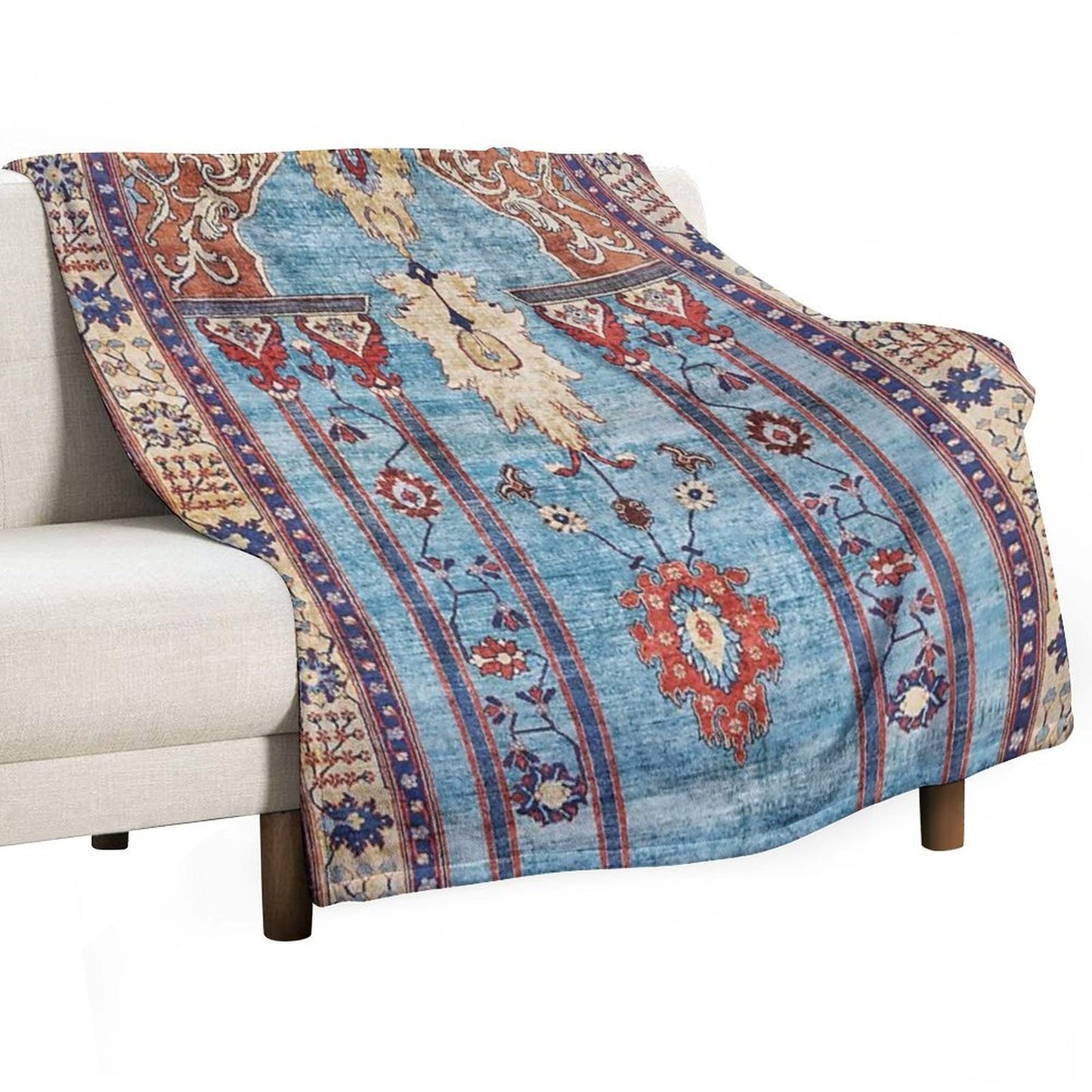 Antique Persian Silk Rug Print Anti-pilling Throw Blanket