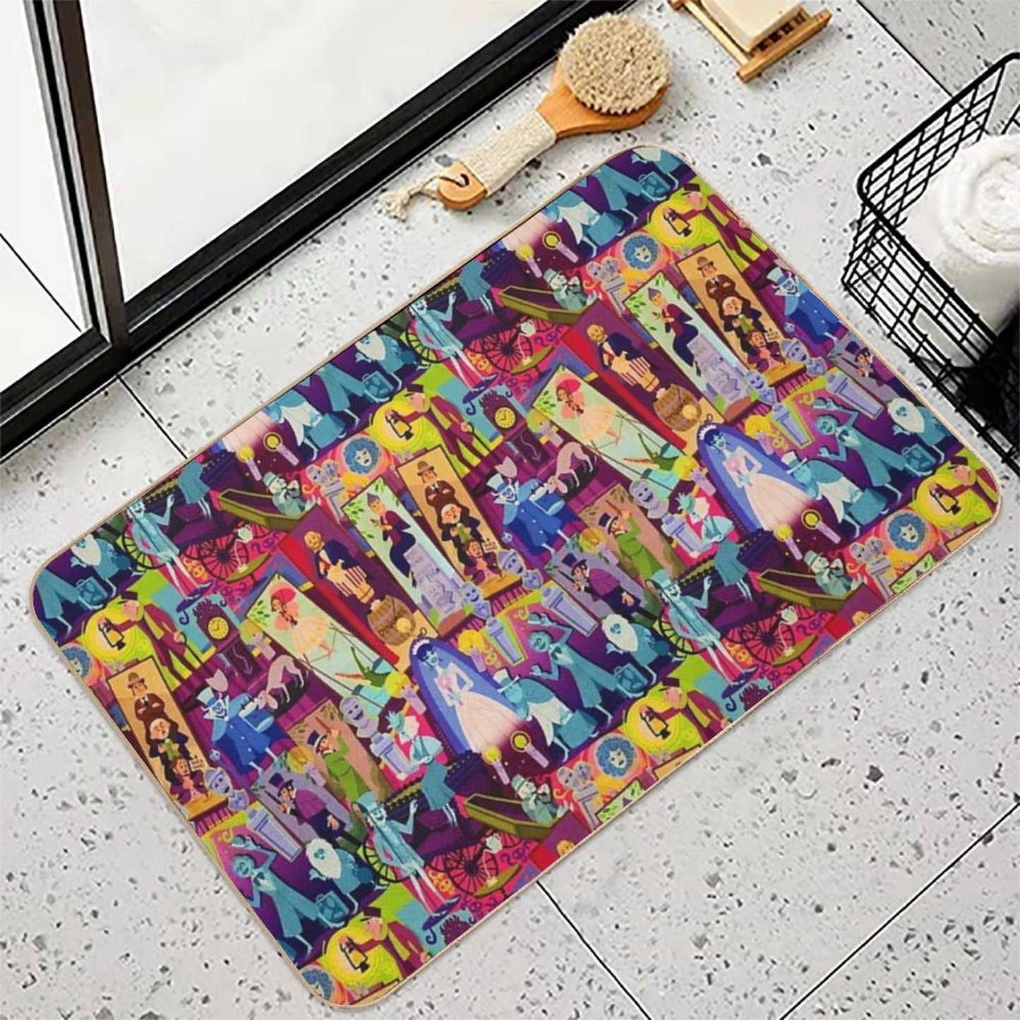 Retro Mansion Collage Absorbent Bath Mat