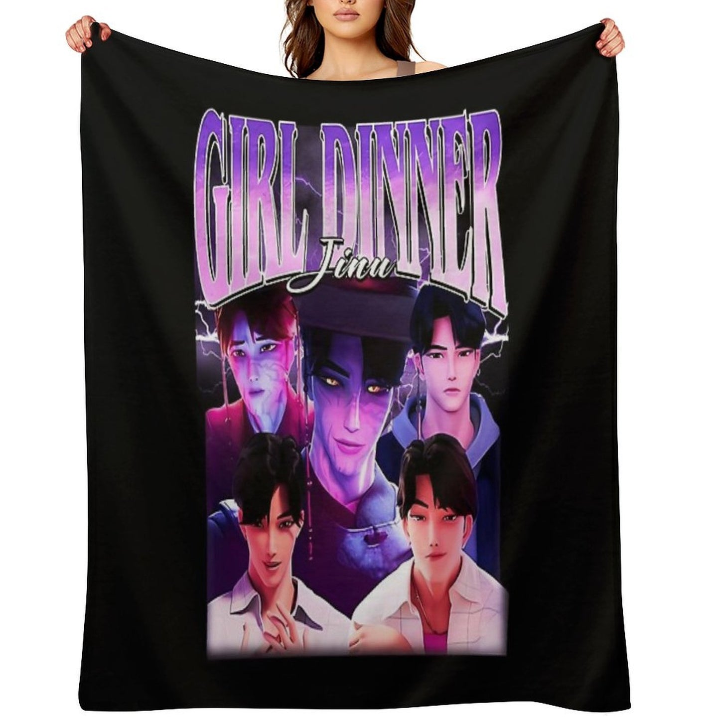 Girl Dinner Jinu Kpop Demon Hunters Villain Multi-functional Throw Blanket