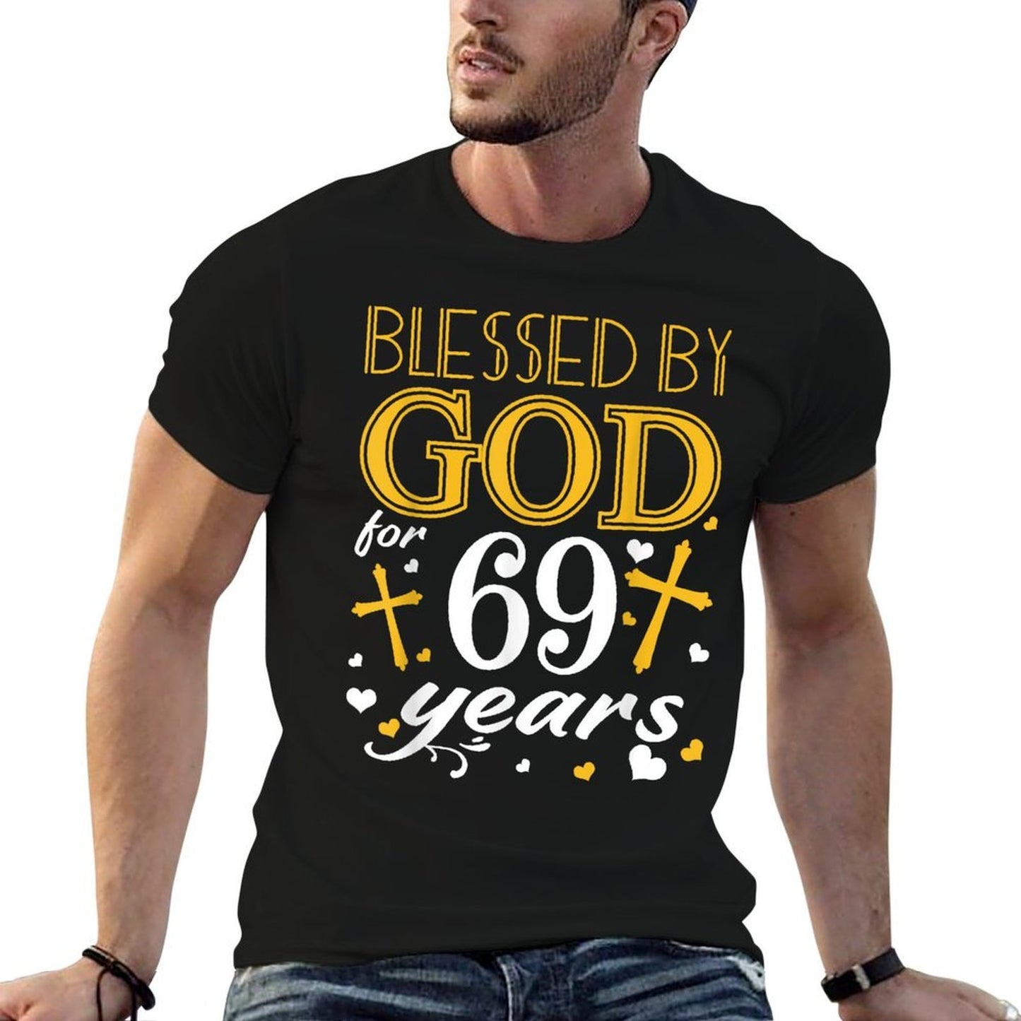 Vintage Blessed By God For 69 Years Happy 69th Birthday Summer-ready Fabric T-Shirt
