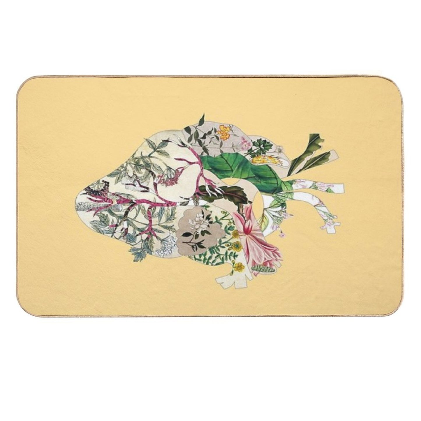 Vintage Botanical Heart - Sunshine Pet-Safe Bath Mat