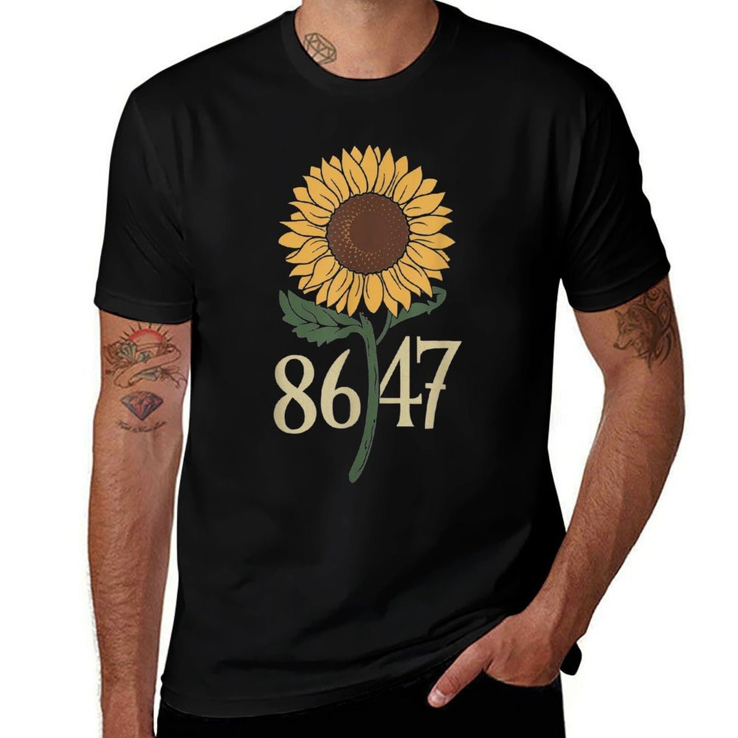 Retro 8647 Subtle Anti Trump 86 47 Floral Boho Style Slim-fit Cut T-Shirt