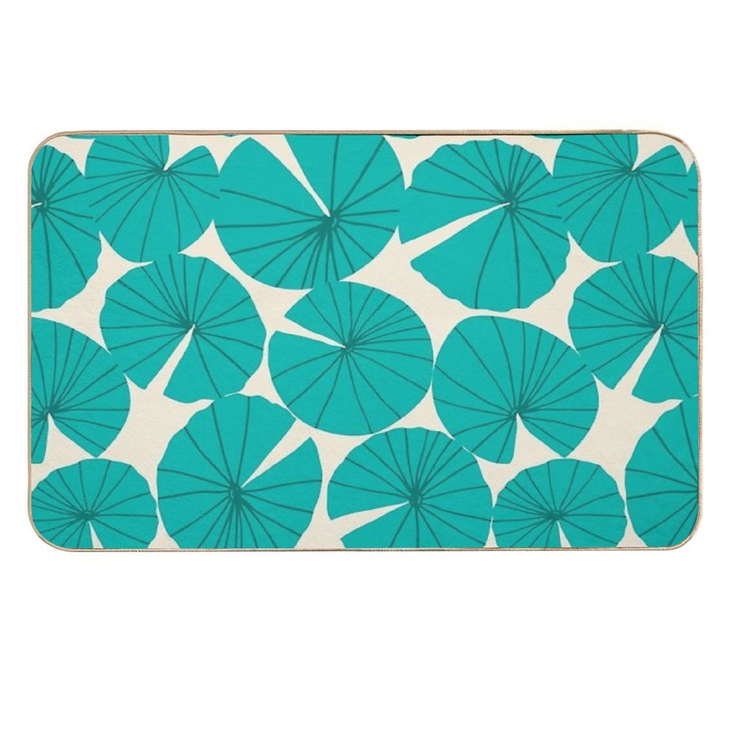 Lilypads Pond Waterlily Leaves in Teal Odorless Bath Mat