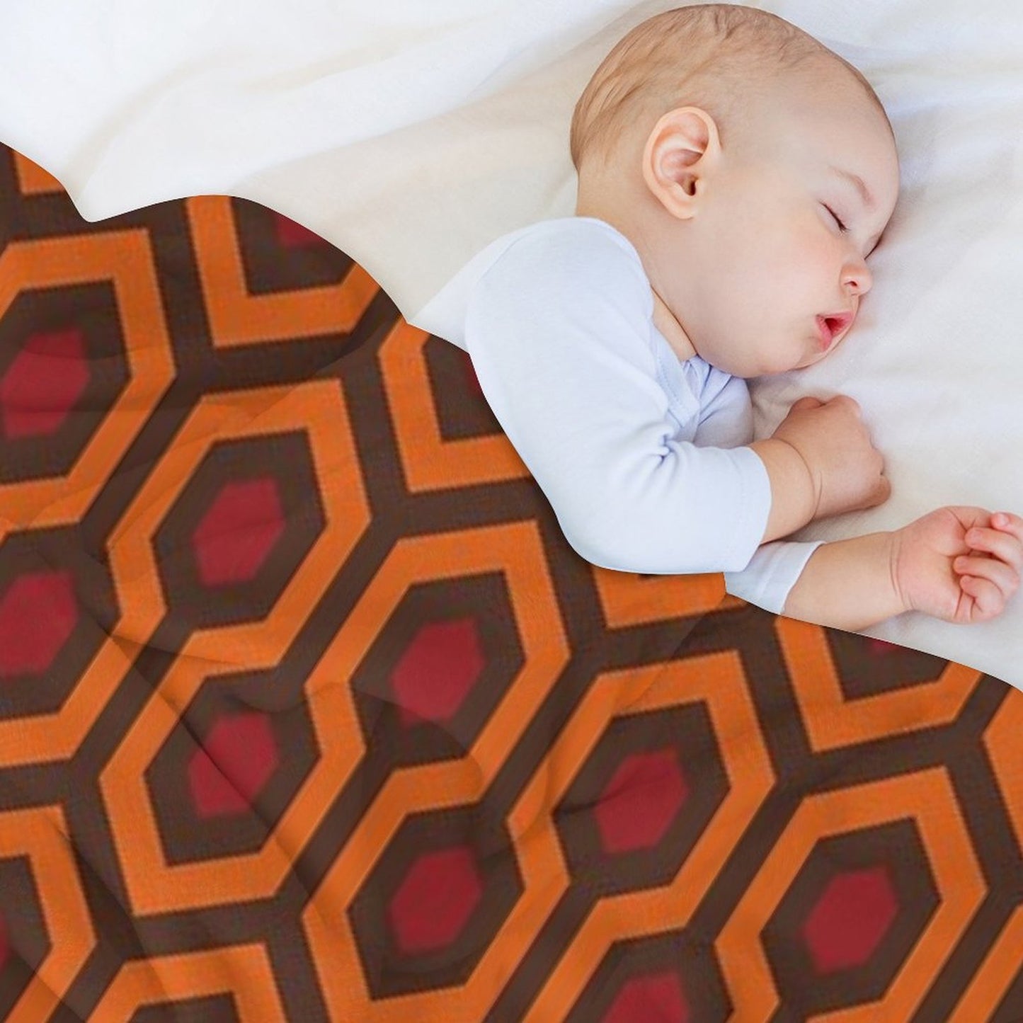 Geometric Pattern Looped Hexagons OrangeRedBrown Multi-functional Throw Blanket