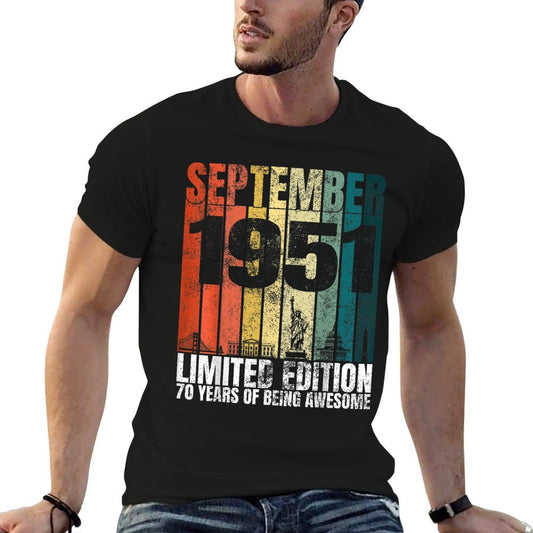 Vintage September 1951 Bday Graphic 70 Years 70th Birthday  Breathable T-Shirt