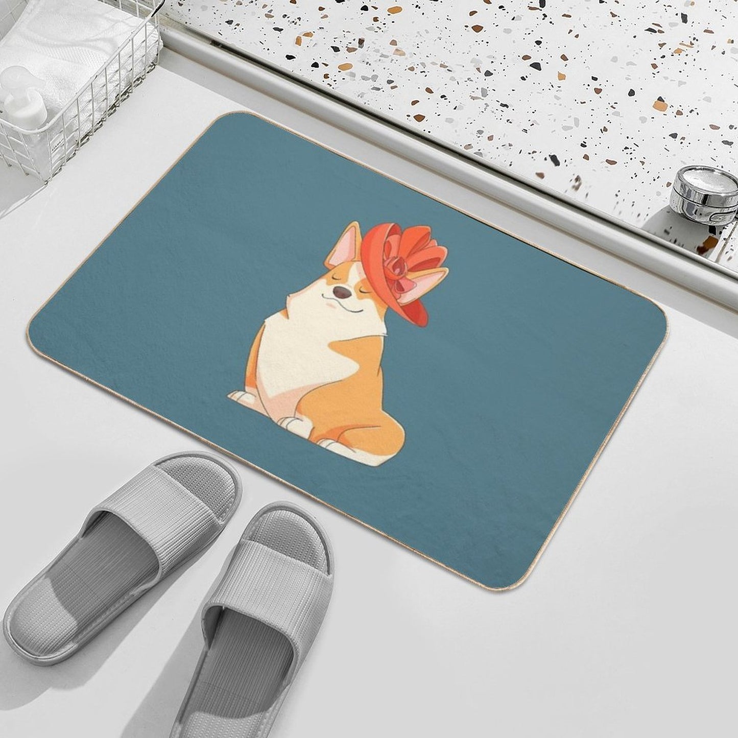 Queen Corgi Repositionable Bath Mat